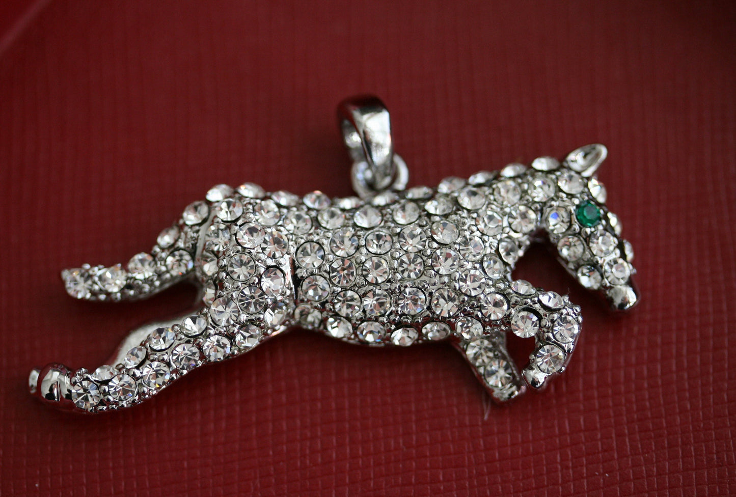 Rhinestone Horse Necklace Pendant Equestrian Themed jewelry Crystal Running Horse Necklace
