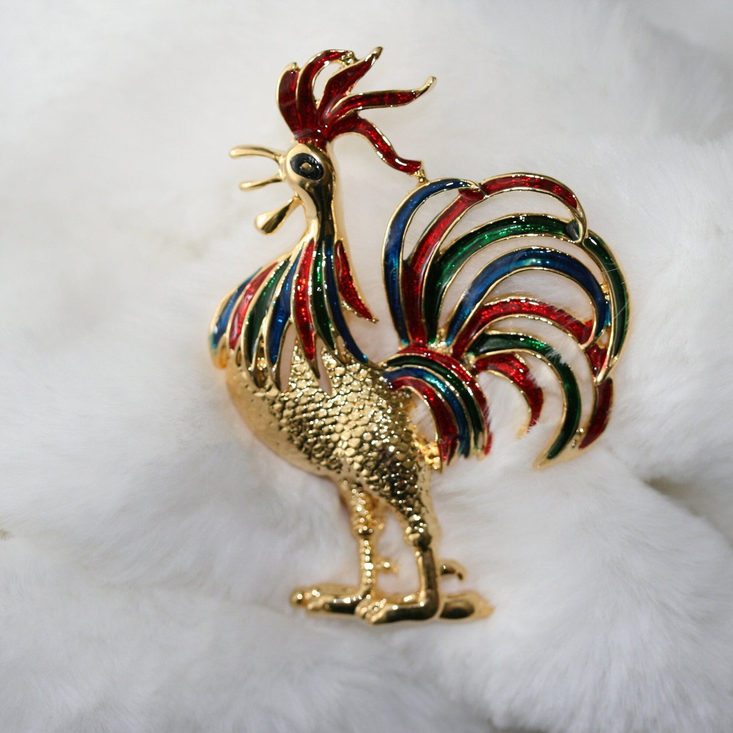 Vintage Brooch, Beautiful Rooster Enamel Brooch