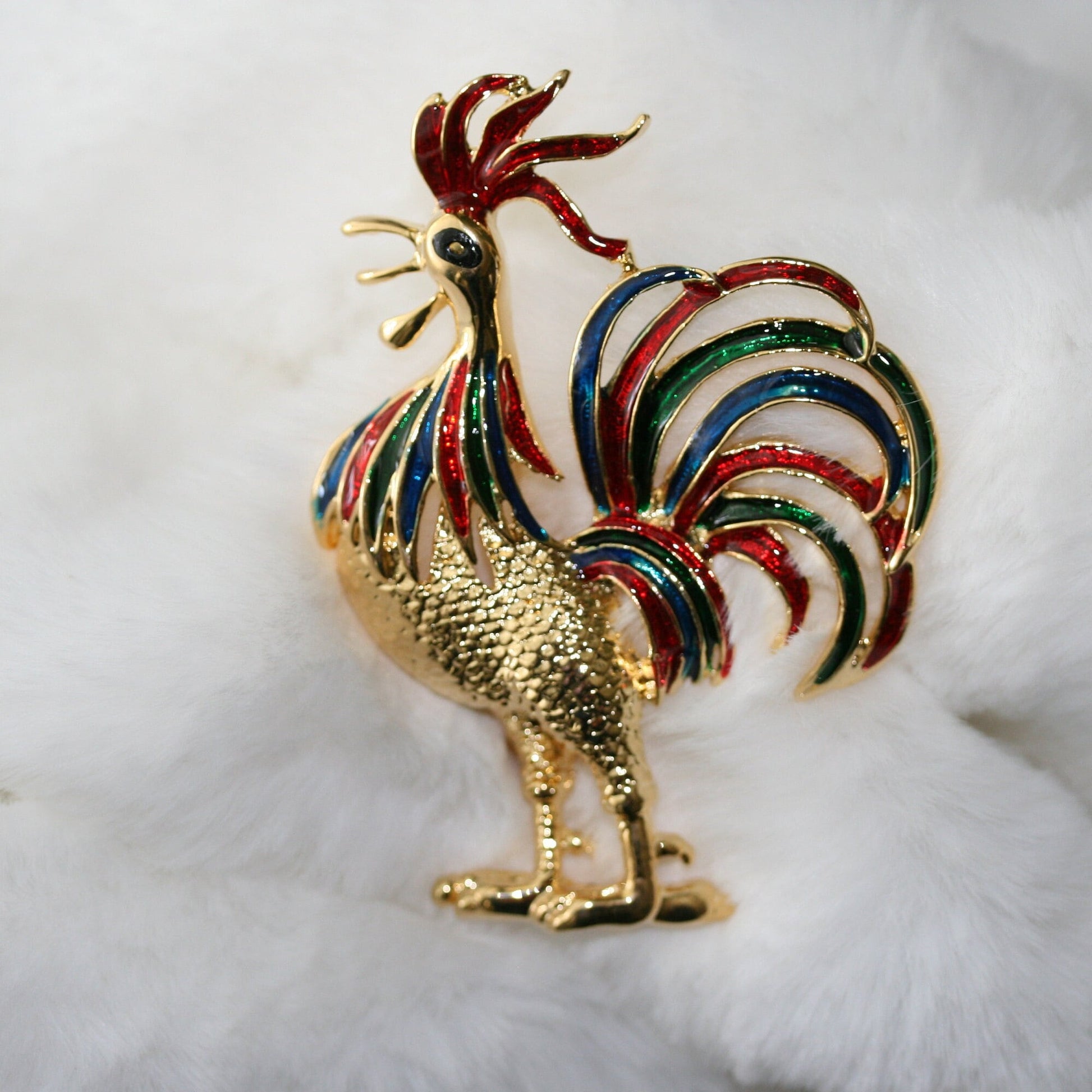Vintage Brooch, Beautiful Rooster Enamel Brooch