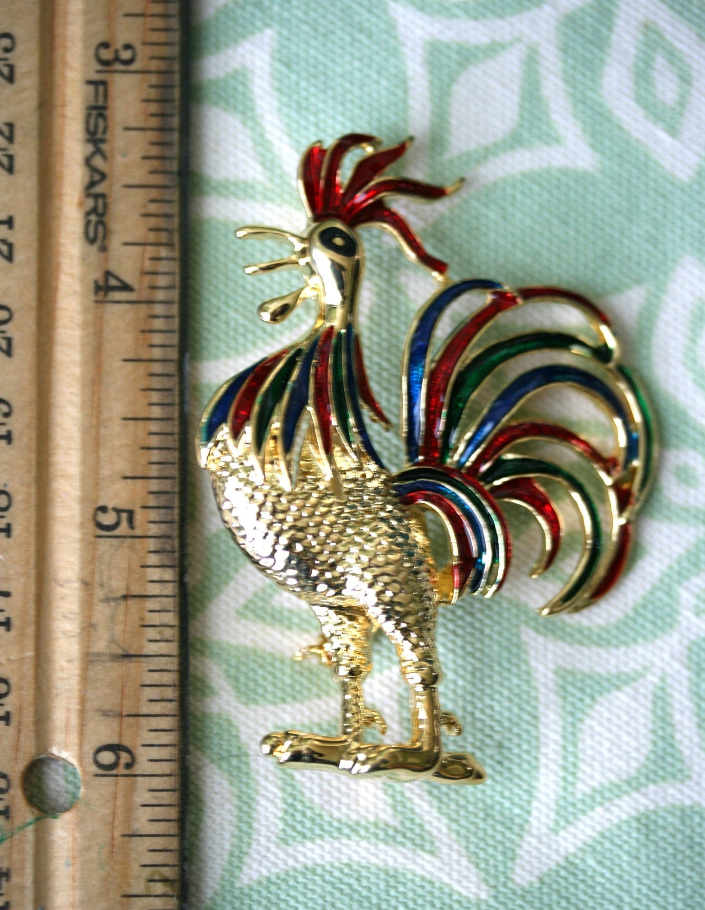 Vintage Brooch, Beautiful Rooster Enamel Brooch