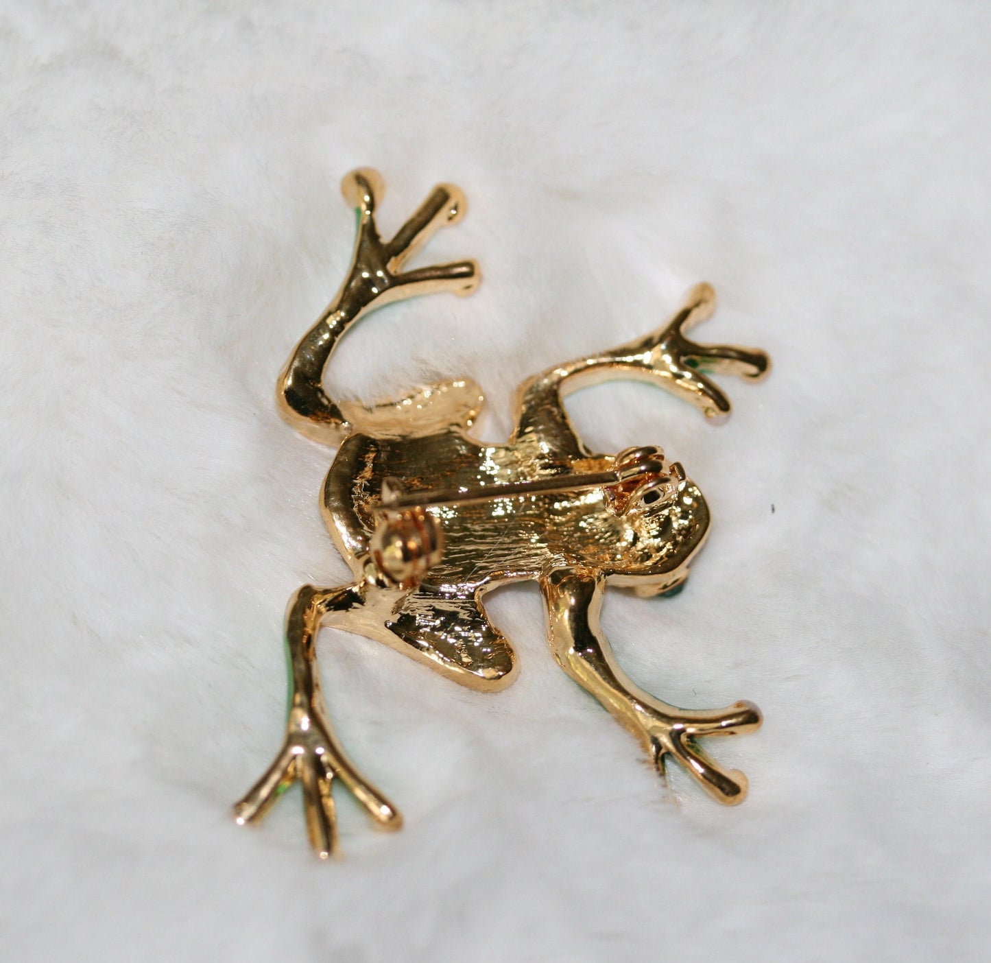 Rhinestone Green Frog brooch, Frog Pin Frog Jewelry