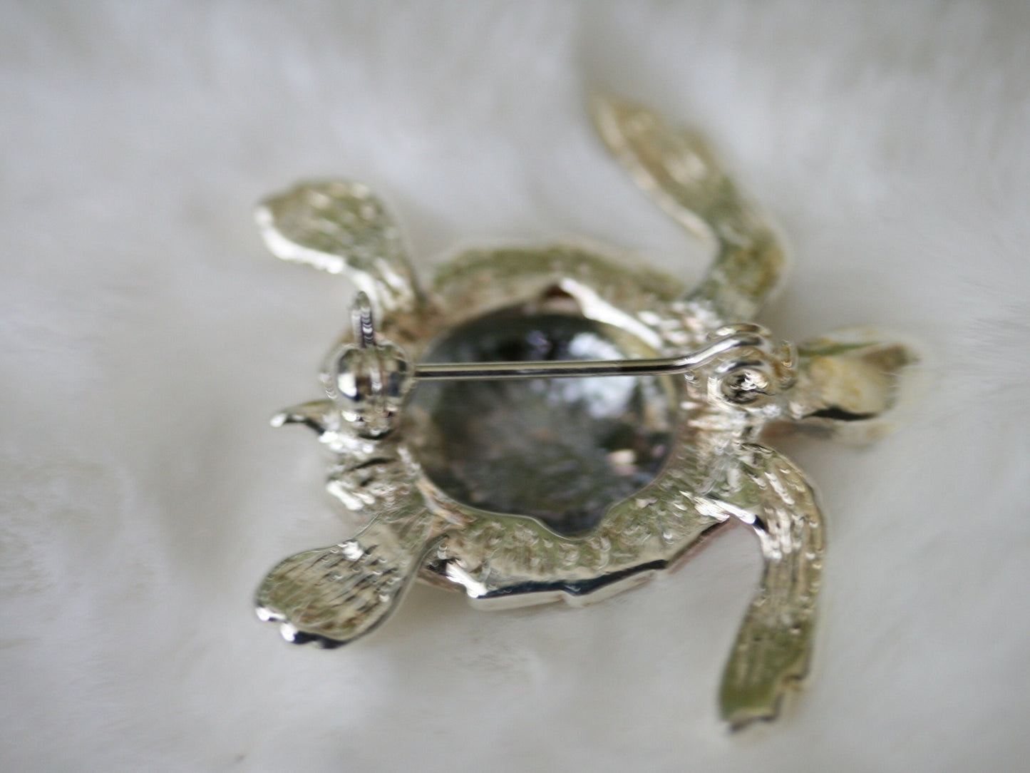 Turtle Pin Brooch, Dark Green Enamel Color Turtle Pin, Rhinestone Elegant Tortoise