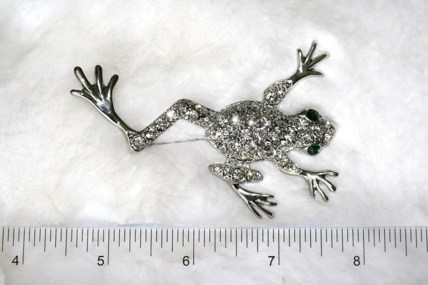 Silver Chunky Rhinestone Frog Brooch Silvery Tone Clear Crystal Colored Rhinestones Frog Toad Brooch Pin