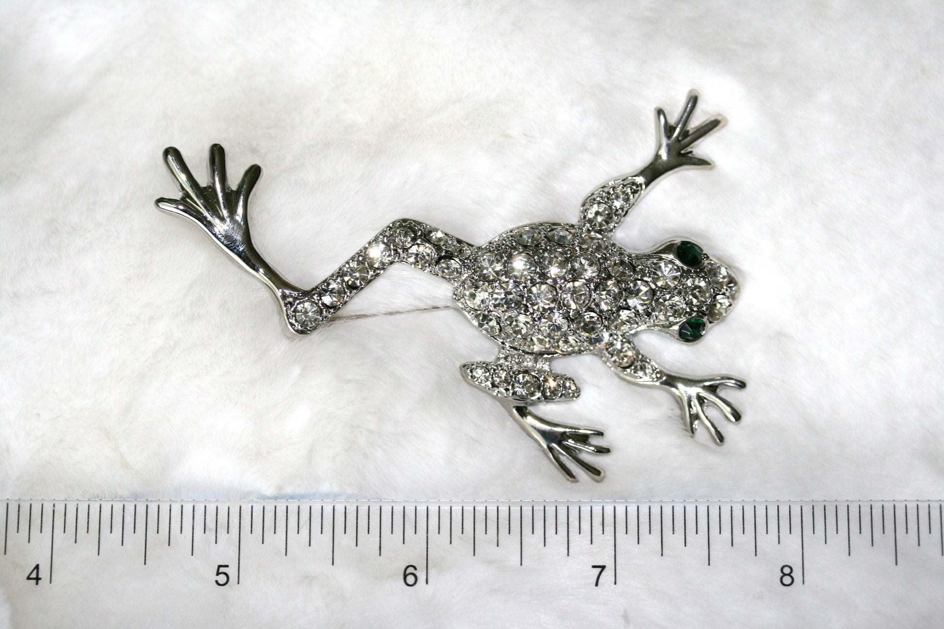 Silver Chunky Rhinestone Frog Brooch Silvery Tone Clear Crystal Colored Rhinestones Frog Toad Brooch Pin