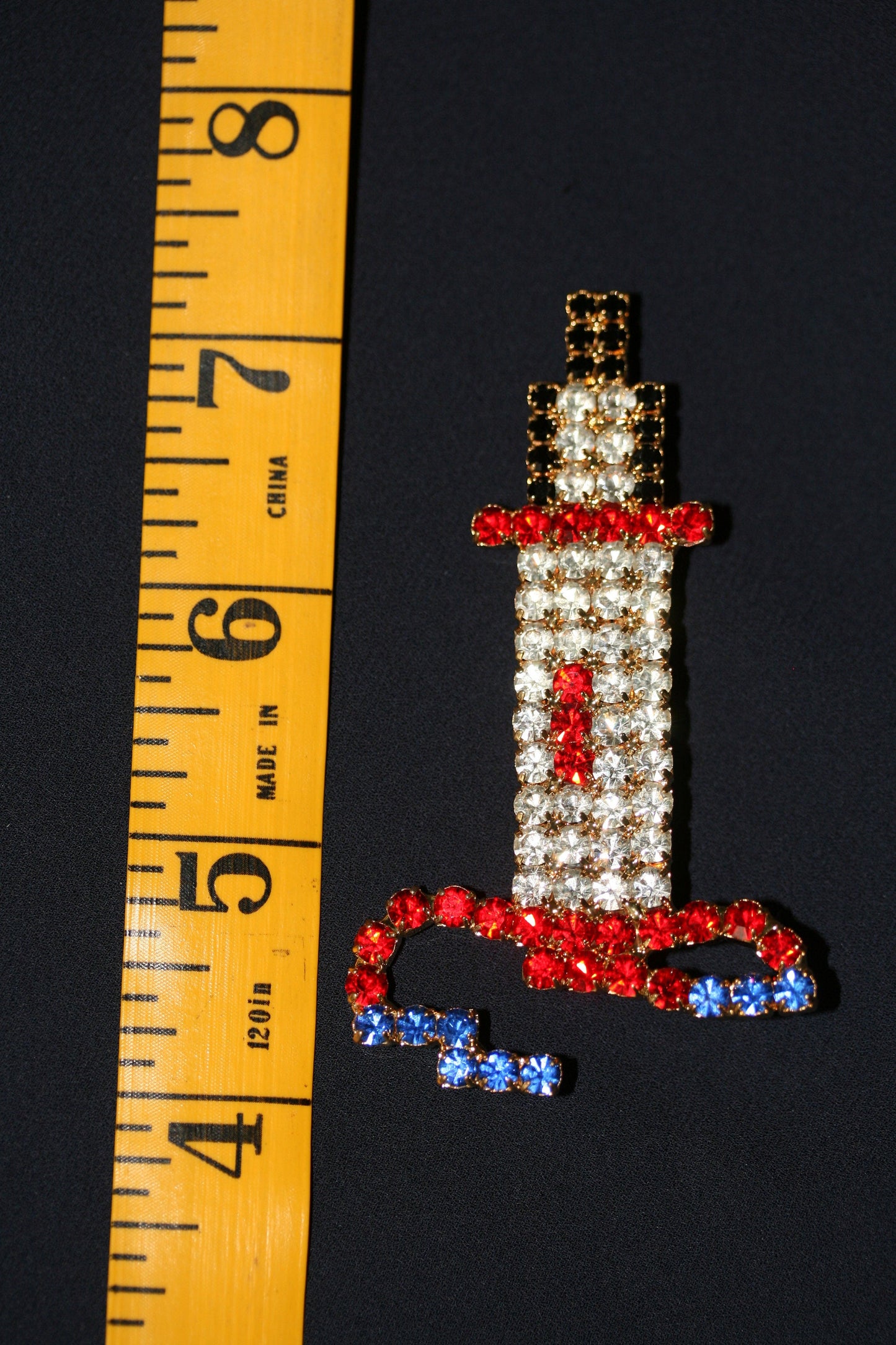 Vintage Lighthouse Nautical Rhinestone Prong Brooch Pin Ocean Light House gold brooch