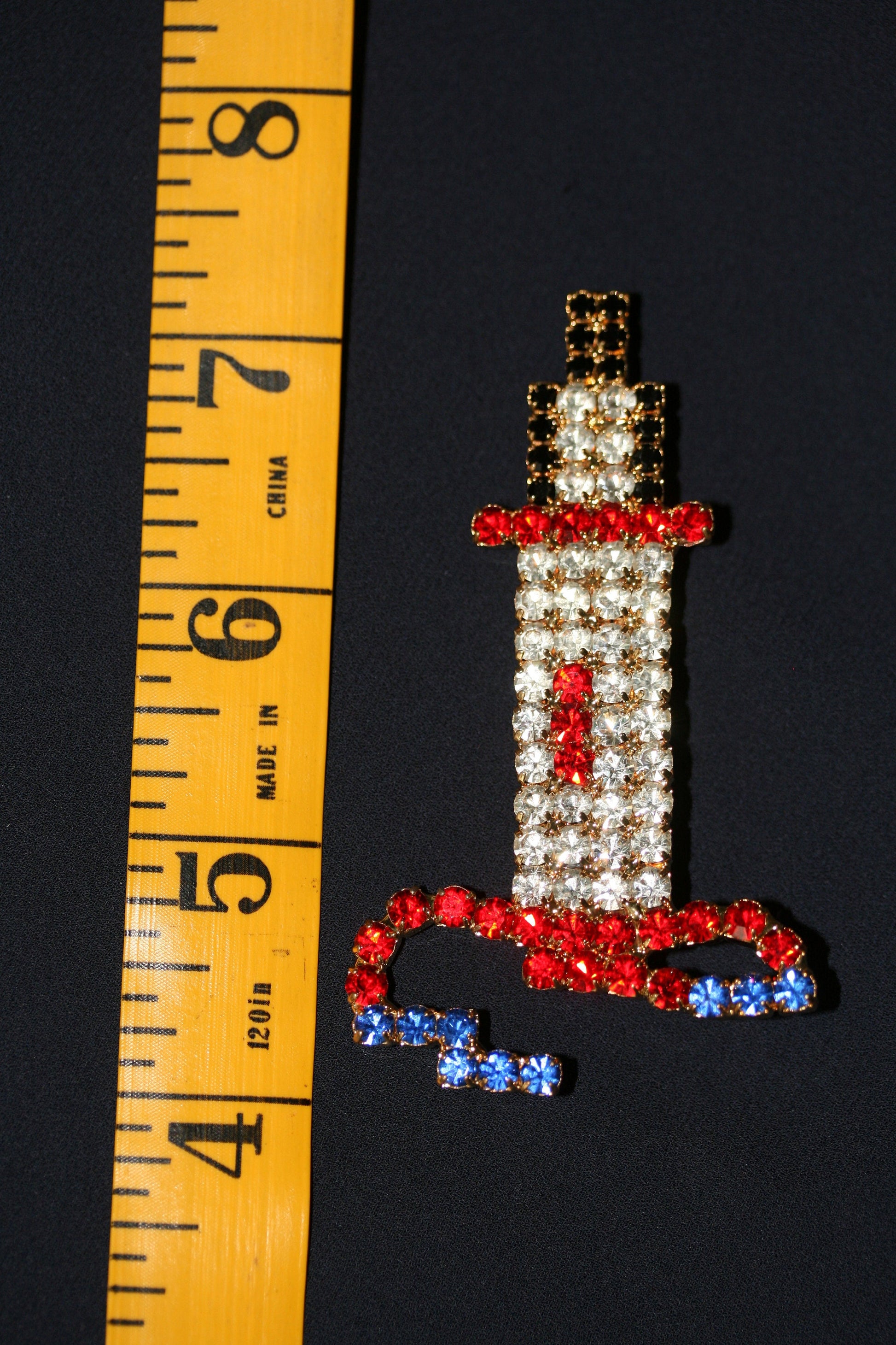 Vintage Lighthouse Nautical Rhinestone Prong Brooch Pin Ocean Light House gold brooch