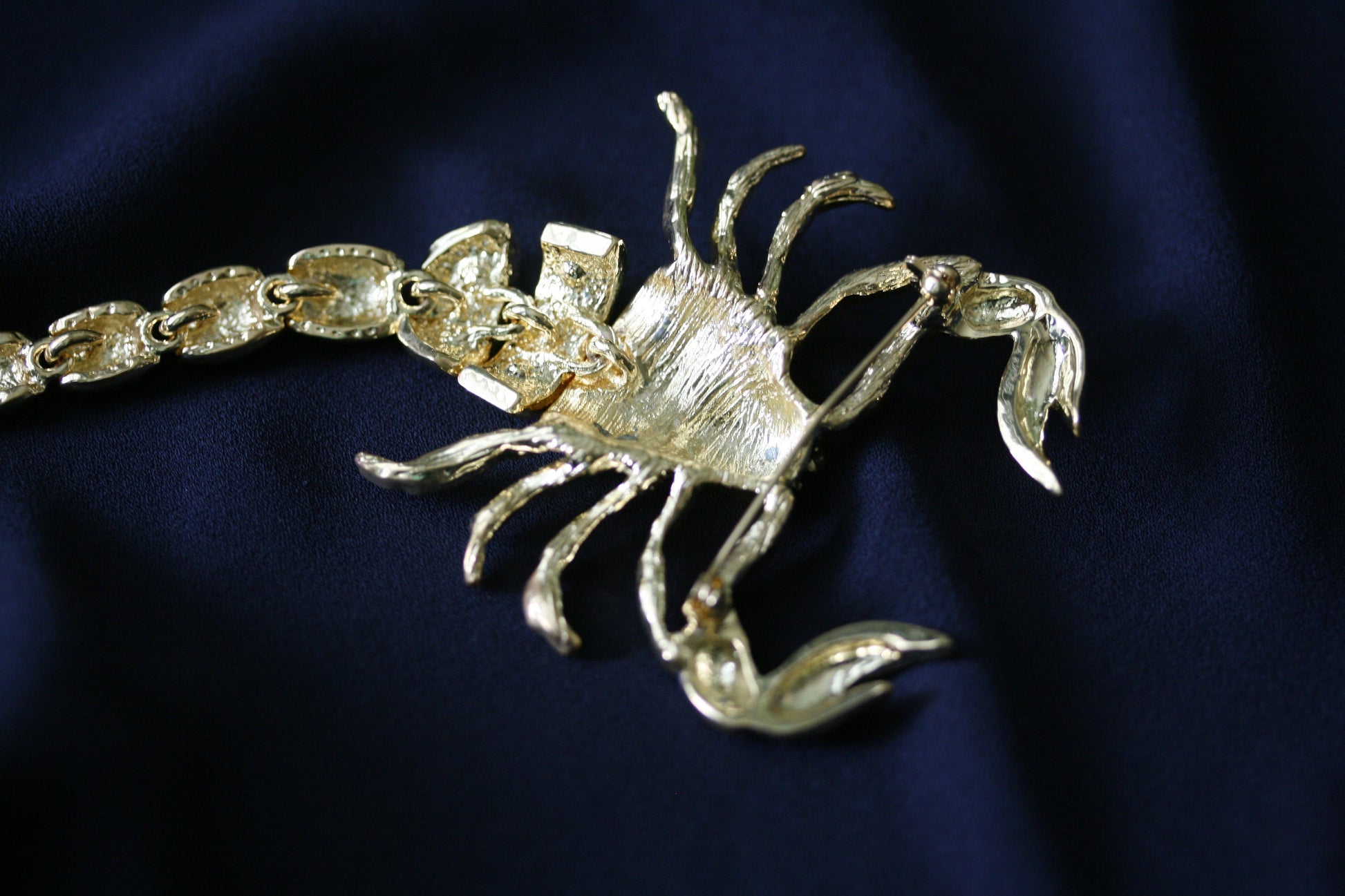 Large Scorpion Rhinestone Embellished Gold Brooch Pin