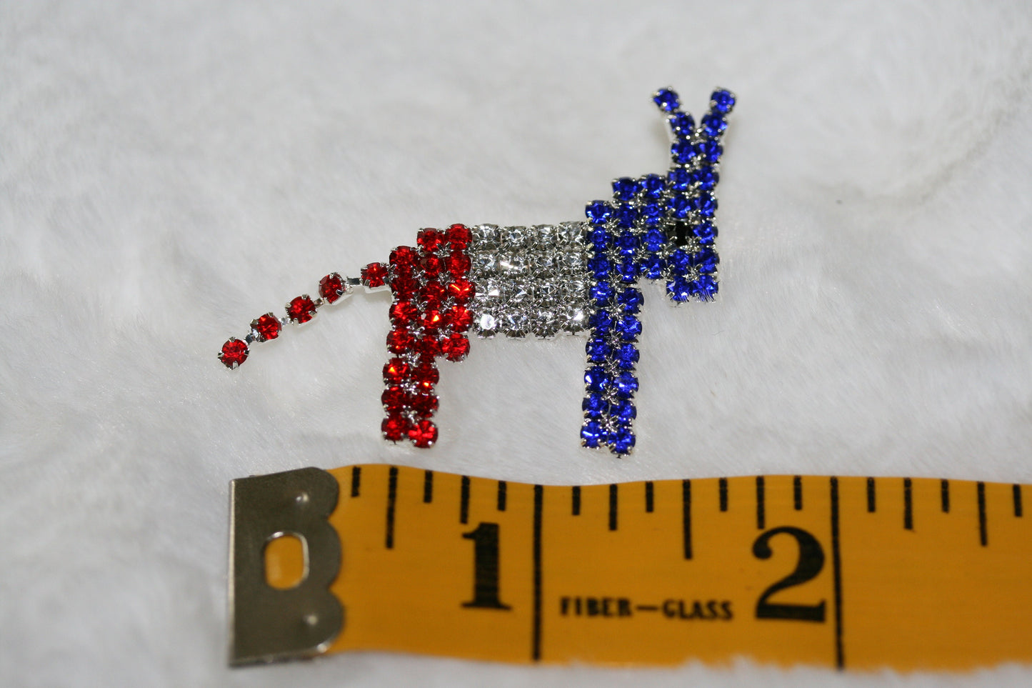 Democratic Party Symbol Donkey Brooch Patriotic Blue Red Rhinestone Pave Donkey Brooch Pin