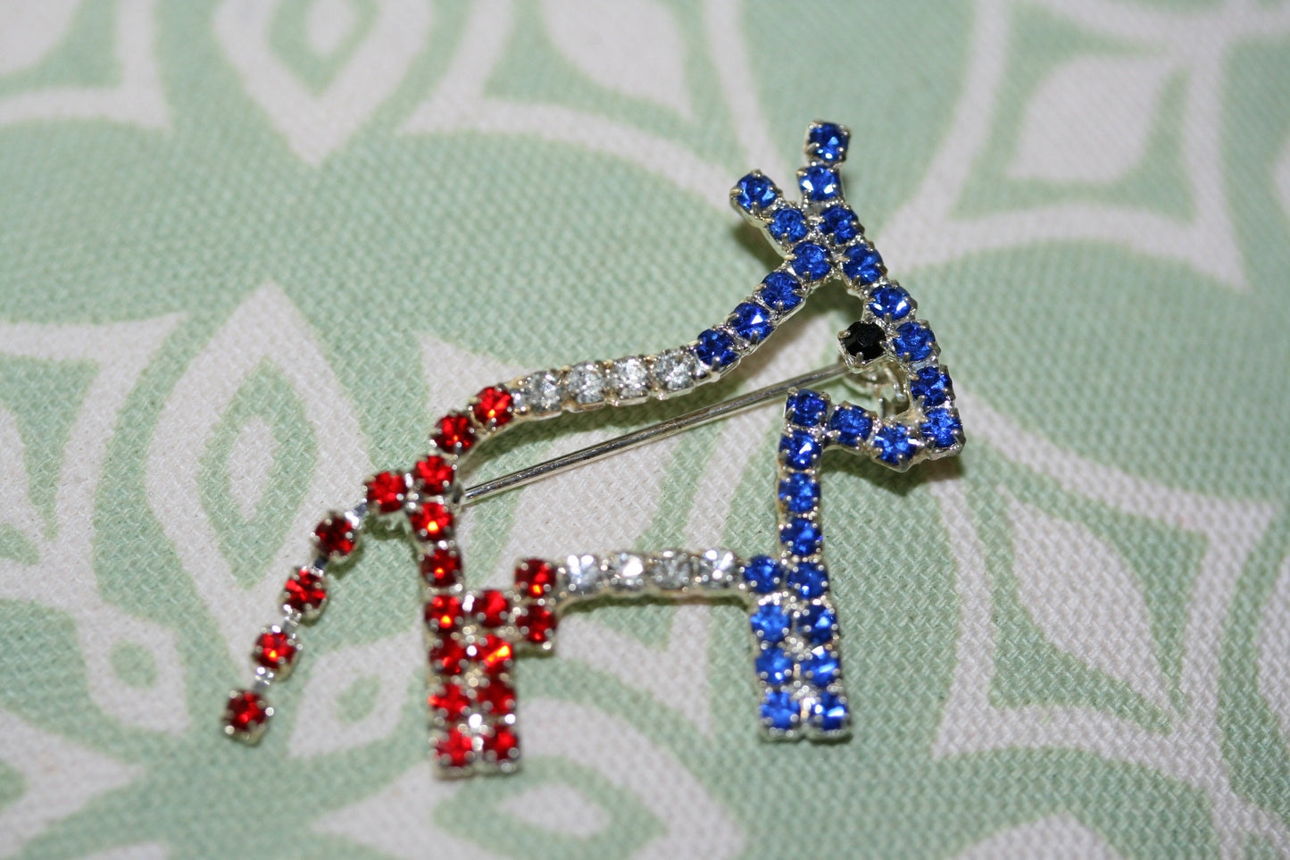 Democratic Party Symbol Donkey Brooch Patriotic Blue Red Rhinestone Pave Donkey Brooch Pin