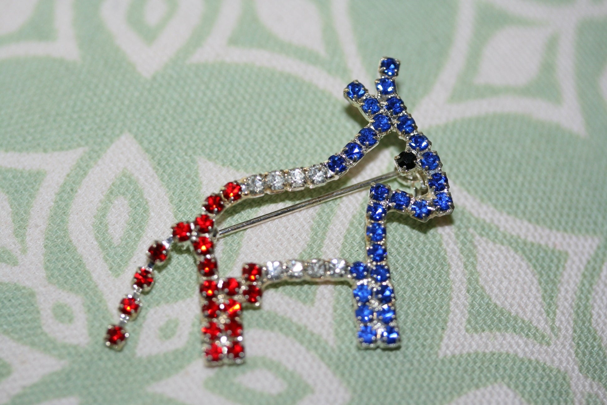 Democratic Party Symbol Donkey Brooch Patriotic Blue Red Rhinestone Pave Donkey Brooch Pin