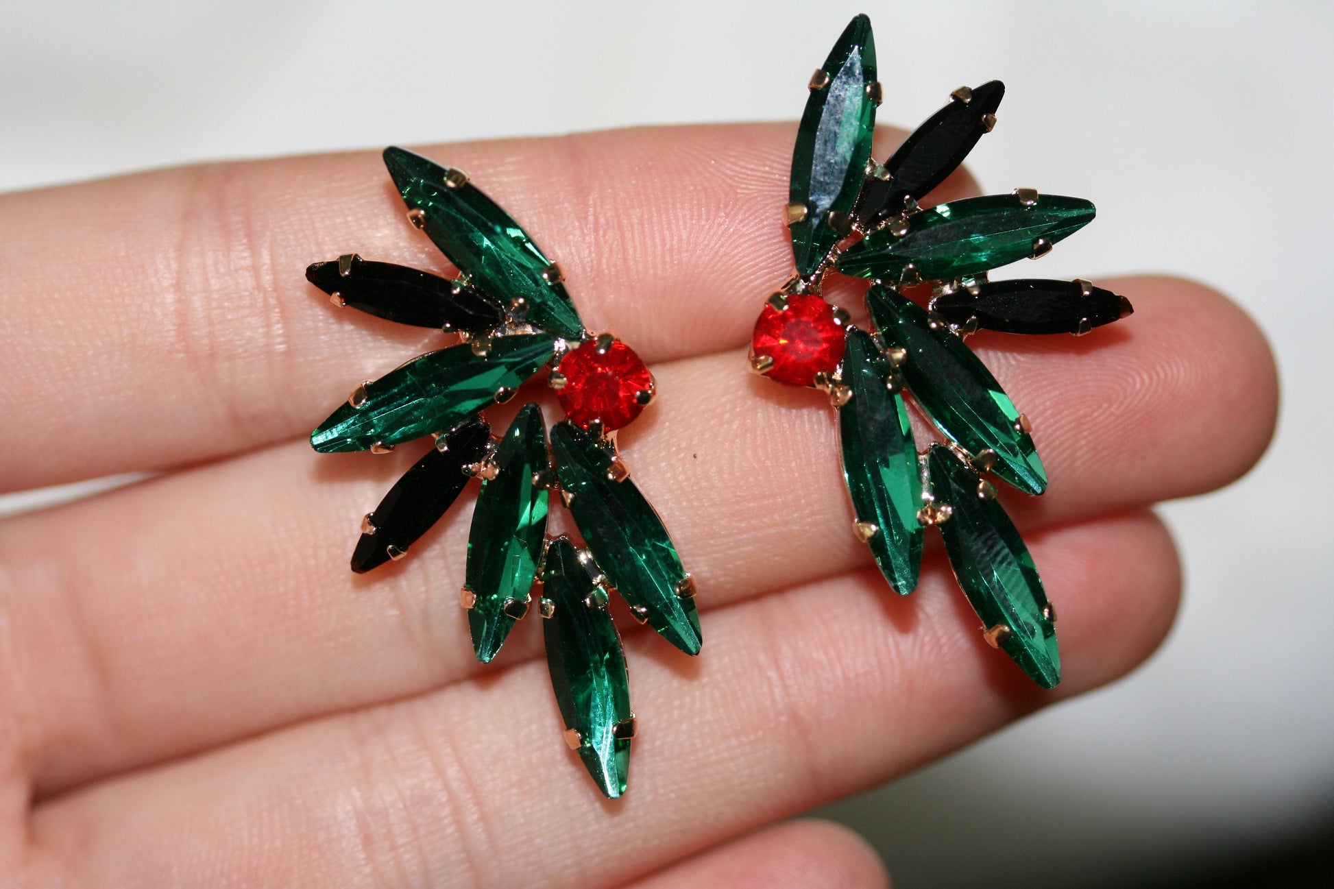 Rhinestone Cluster Stud Bridal Earrings, Christmas Earrings, Woman Earring , Xmas Earring, Holiday Earring Gift