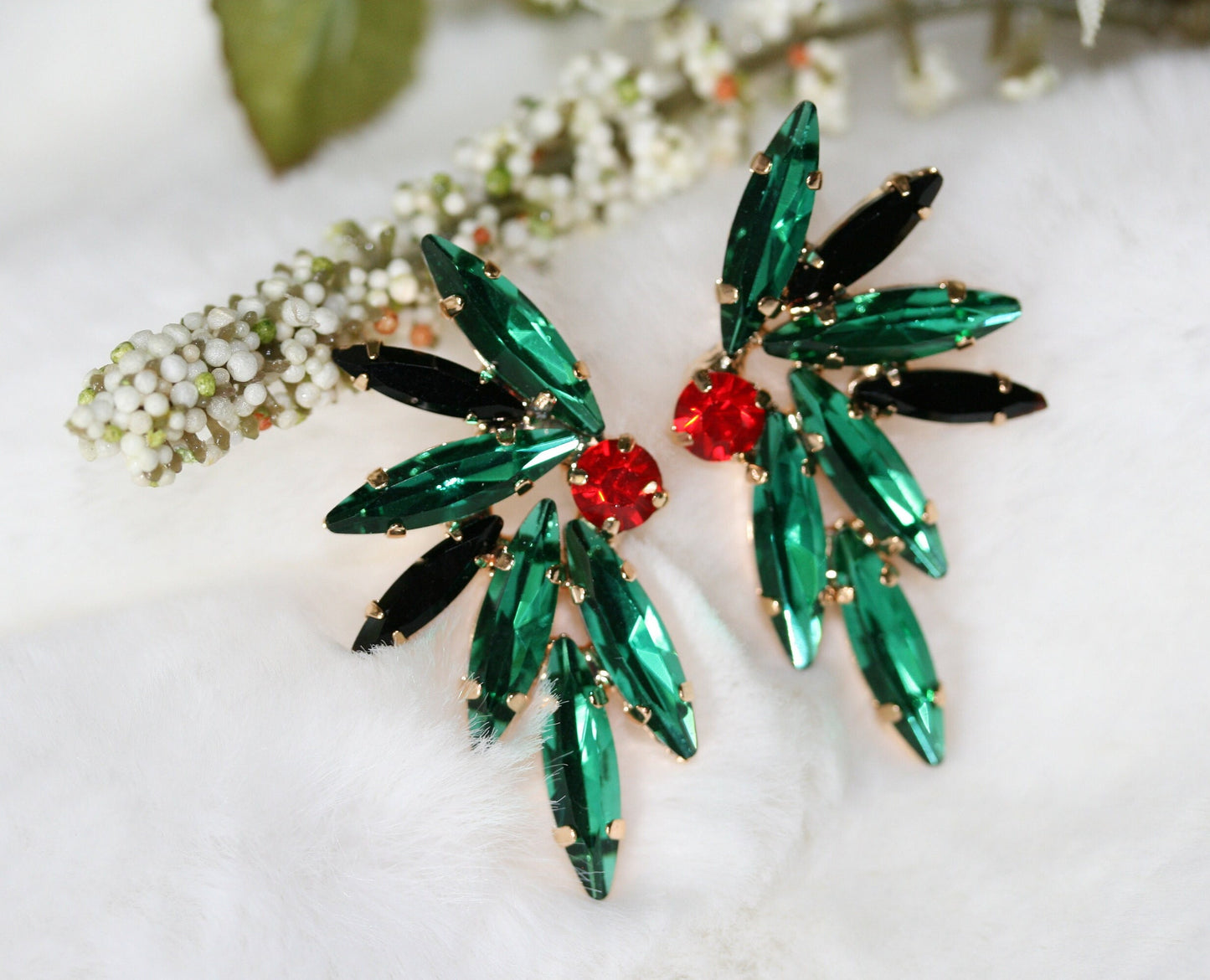 Rhinestone Cluster Stud Bridal Earrings, Christmas Earrings, Woman Earring , Xmas Earring, Holiday Earring Gift