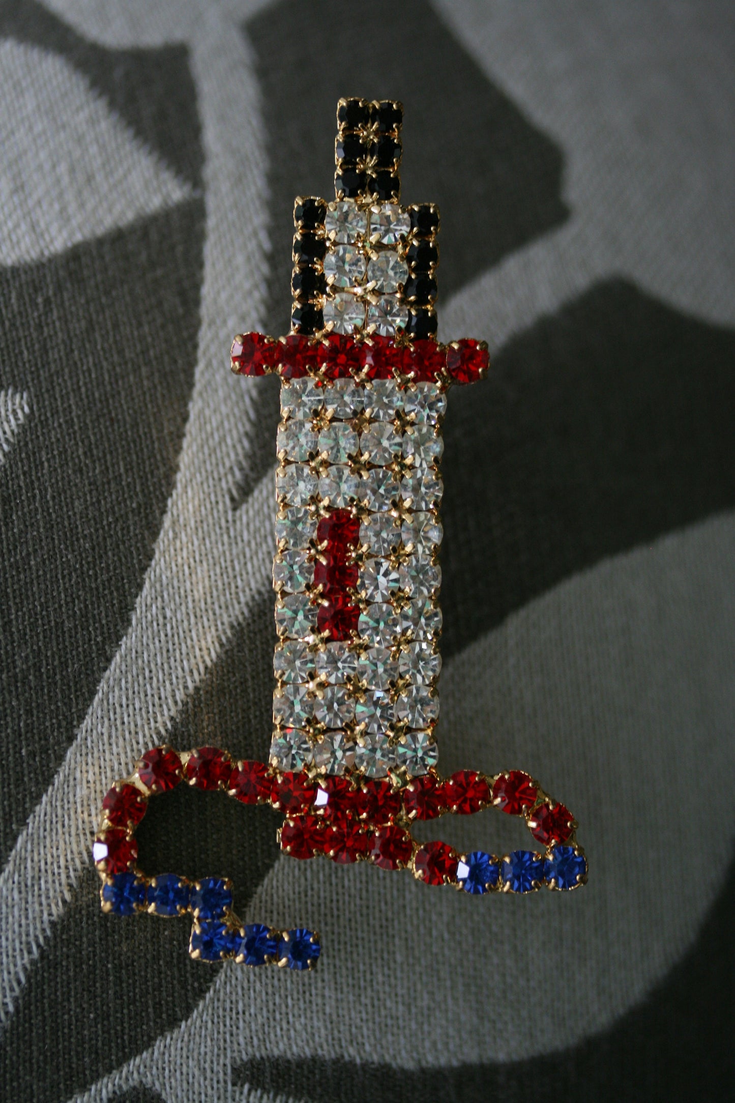 Vintage Lighthouse Nautical Rhinestone Prong Brooch Pin Ocean Light House gold brooch