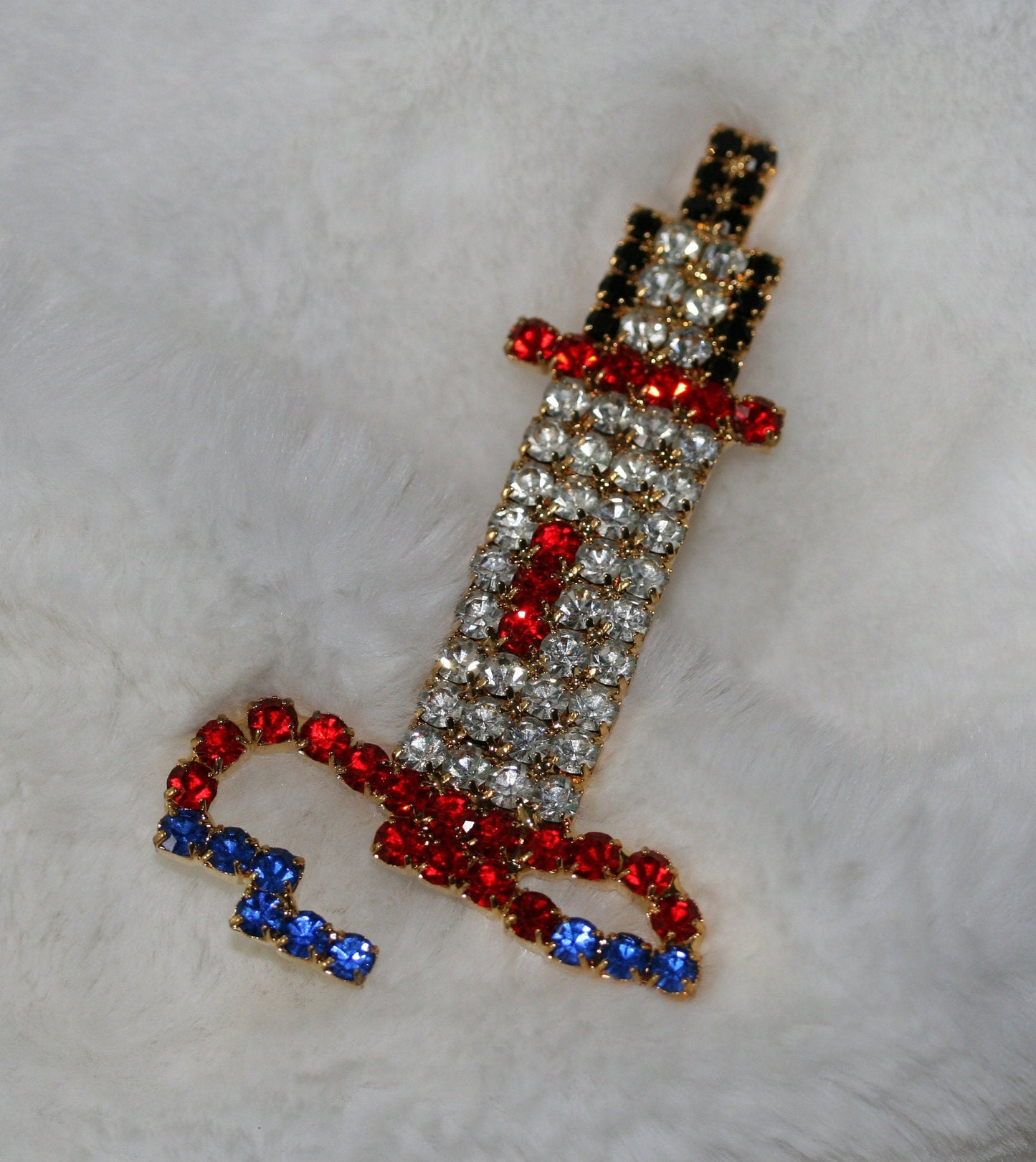 Vintage Lighthouse Nautical Rhinestone Prong Brooch Pin Ocean Light House gold brooch