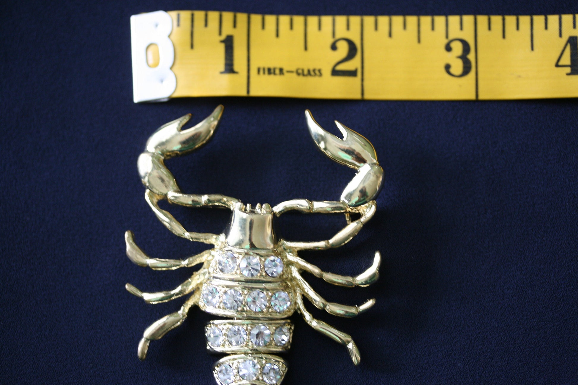 Large Scorpion Rhinestone Embellished Gold Brooch Pin
