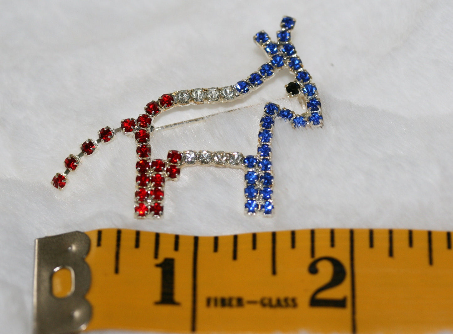 Democratic Party Symbol Donkey Brooch Patriotic Blue Red Rhinestone Pave Donkey Brooch Pin
