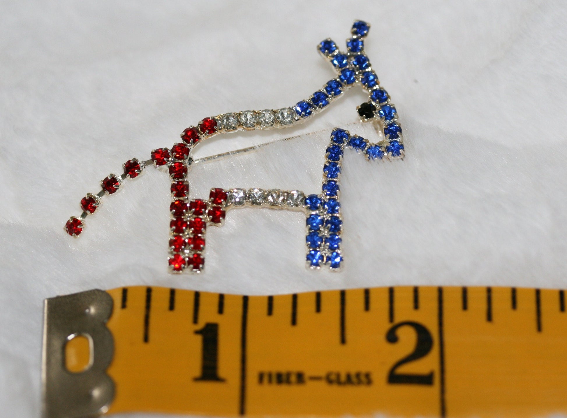 Democratic Party Symbol Donkey Brooch Patriotic Blue Red Rhinestone Pave Donkey Brooch Pin