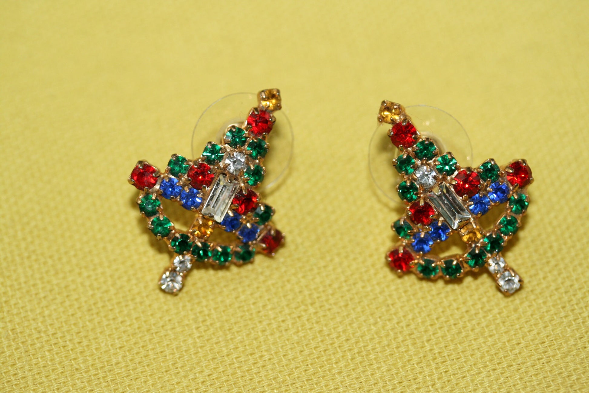 Christmas Tree Rhinestone Post Earrings Xmas Tree Stud Earrings