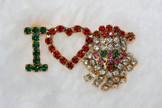 I love Santa Brooch Vintage Brooch Pin I love Santa Christmas Holiday Jewelry