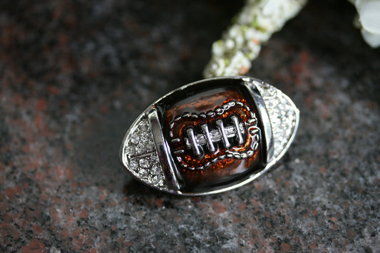 Sports Football Pin Rhinestone & Enamel Football Brooch