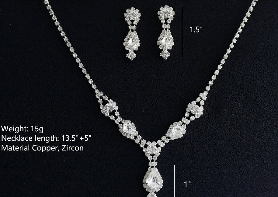 Wedding necklace set, Bridal necklace and earring set, CZ bridal necklace set, Jewelry Set For Women Perfect Gift For Her