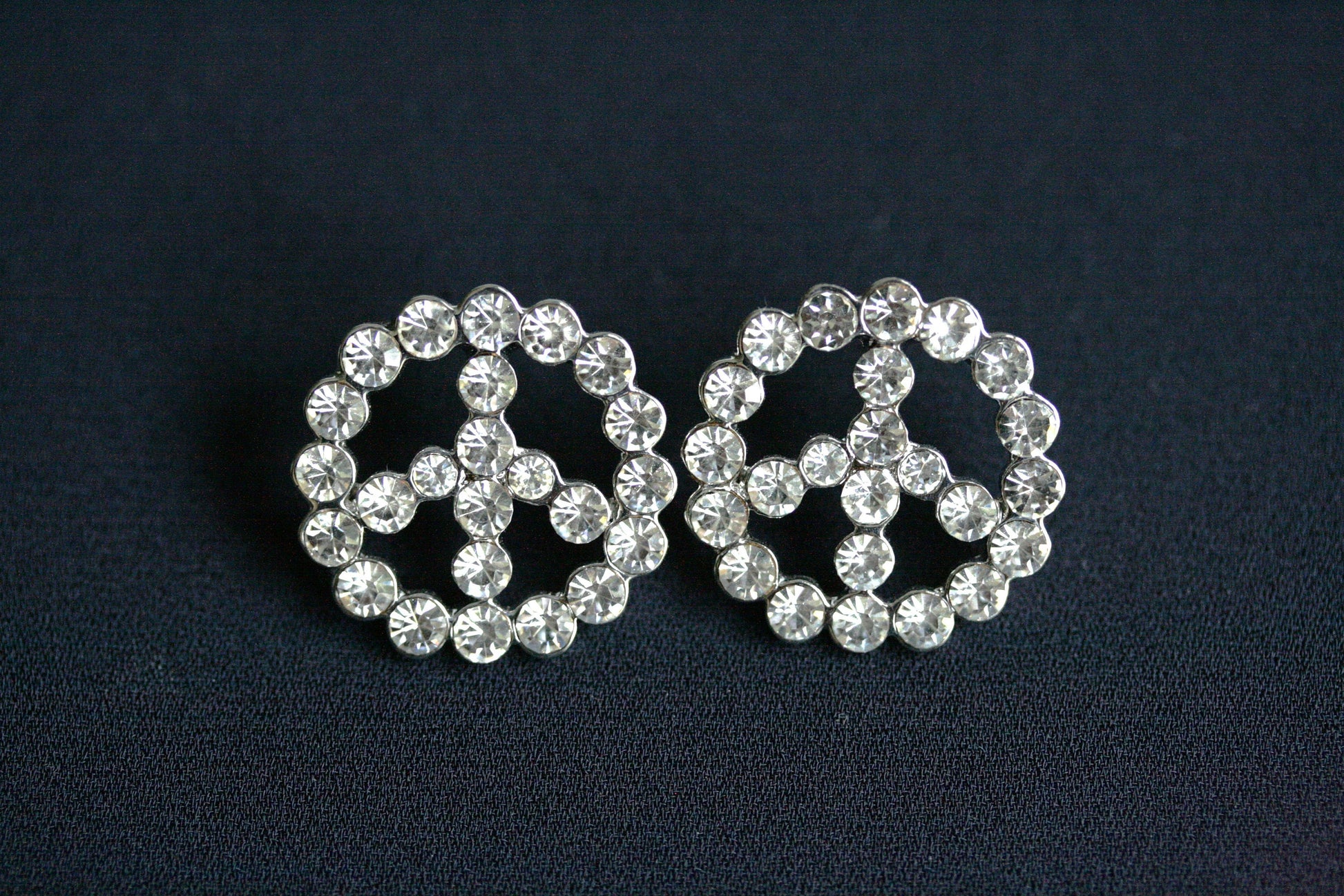 Peace Symbol Earrings, CZ Diamond Peace Sign Studs Earring, Rhinestone Women's Classic PEACE Earring