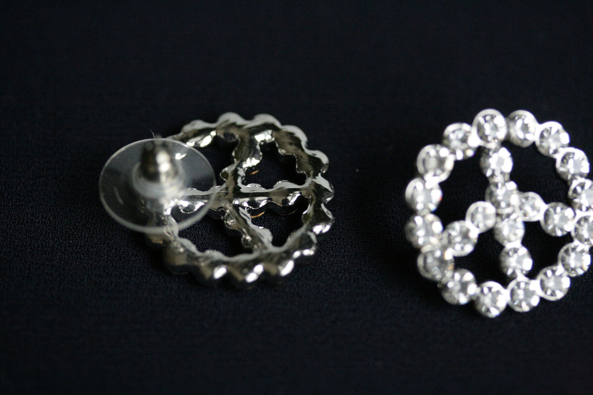 Peace Symbol Earrings, CZ Diamond Peace Sign Studs Earring, Rhinestone Women's Classic PEACE Earring