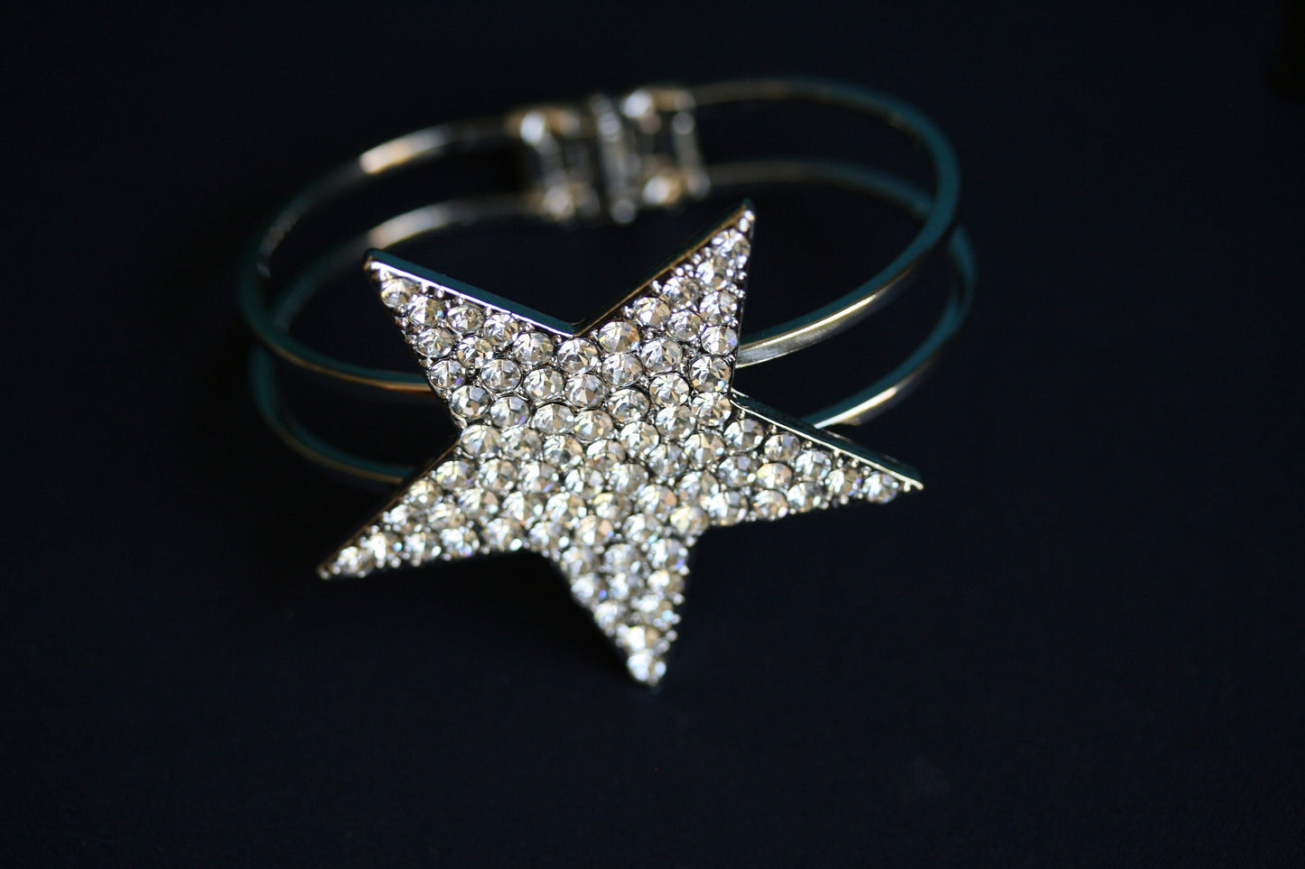 Rhinestone Star Cuff Bracelet Star Earrings Texas Star Cuff Bangle Bracelet and Star Earrings