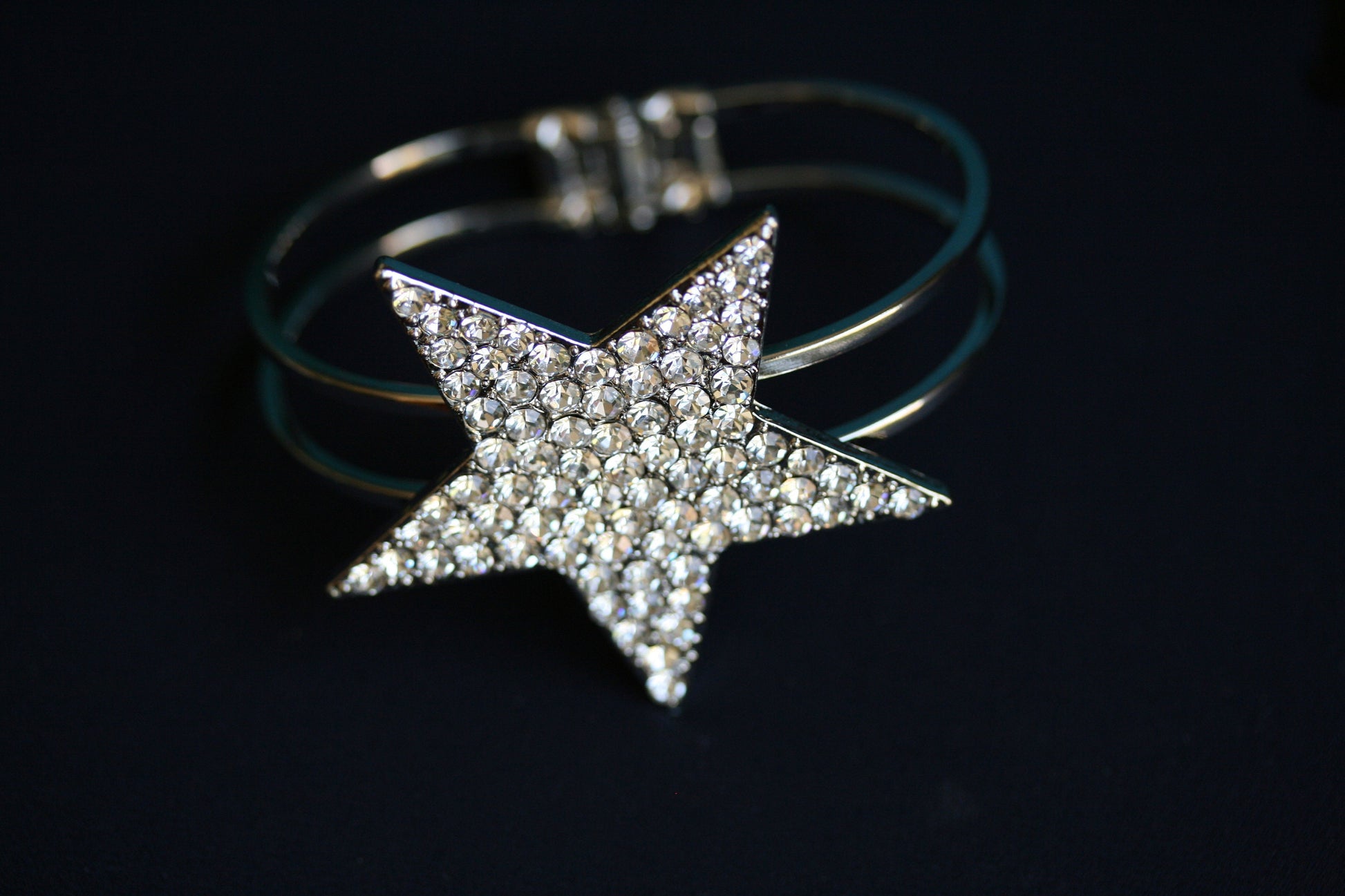 Rhinestone Star Cuff Bracelet Star Earrings Texas Star Cuff Bangle Bracelet and Star Earrings