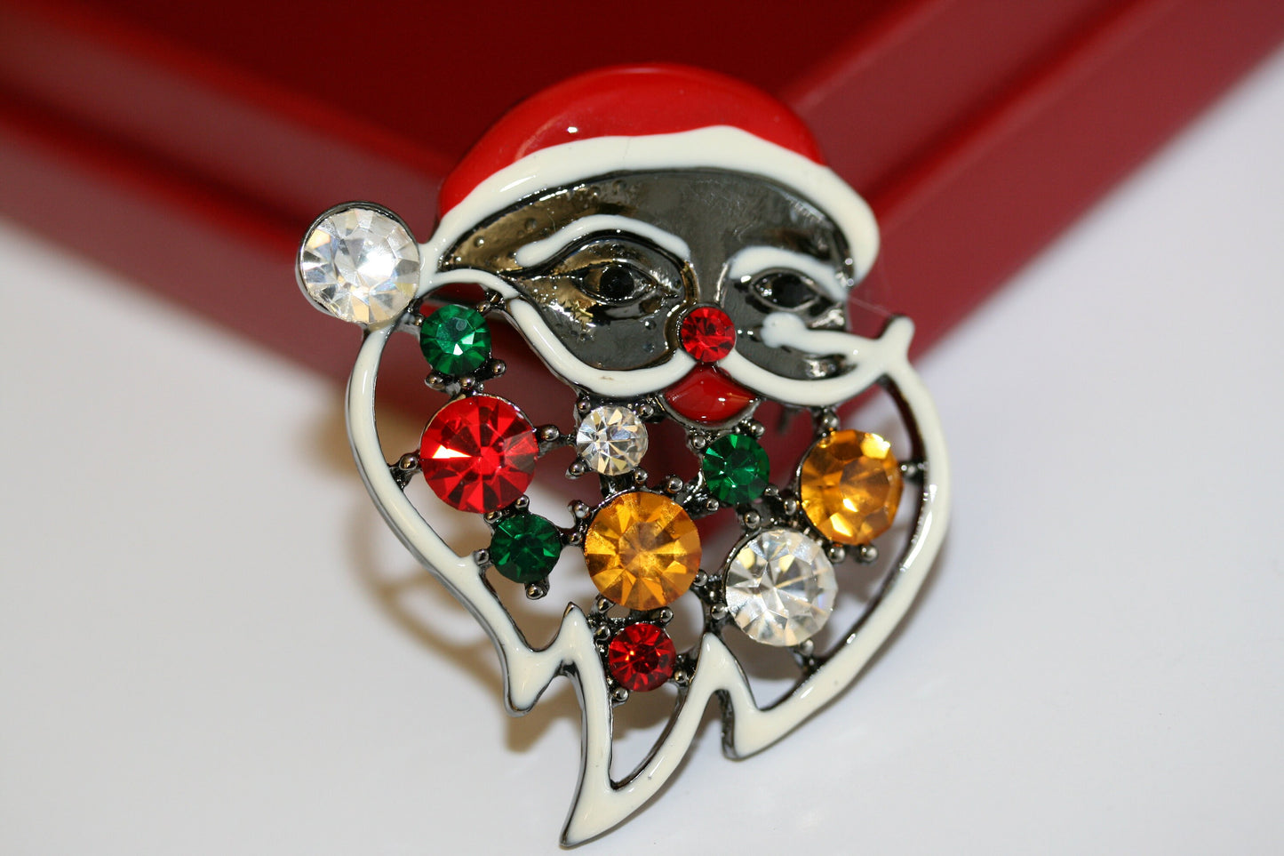 Santa Claus Pin Brooch Rhinestones Christmas Santa Claus Pendant, Xmas Santa Claus Jewelry