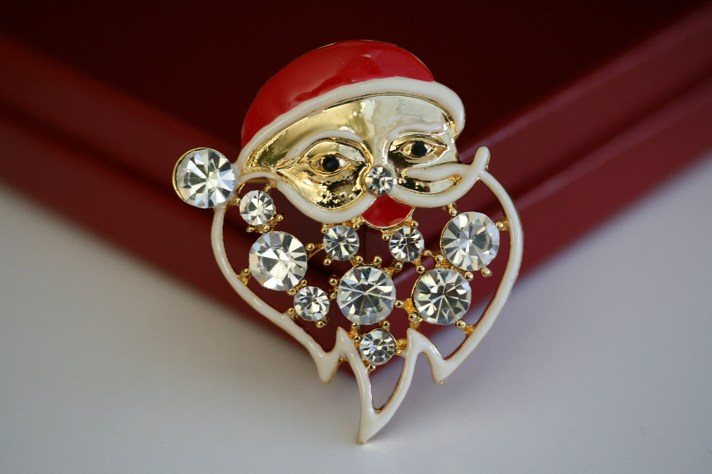 Santa Claus Pin Brooch Rhinestones Christmas Santa Claus Pendant, Xmas Santa Claus Jewelry