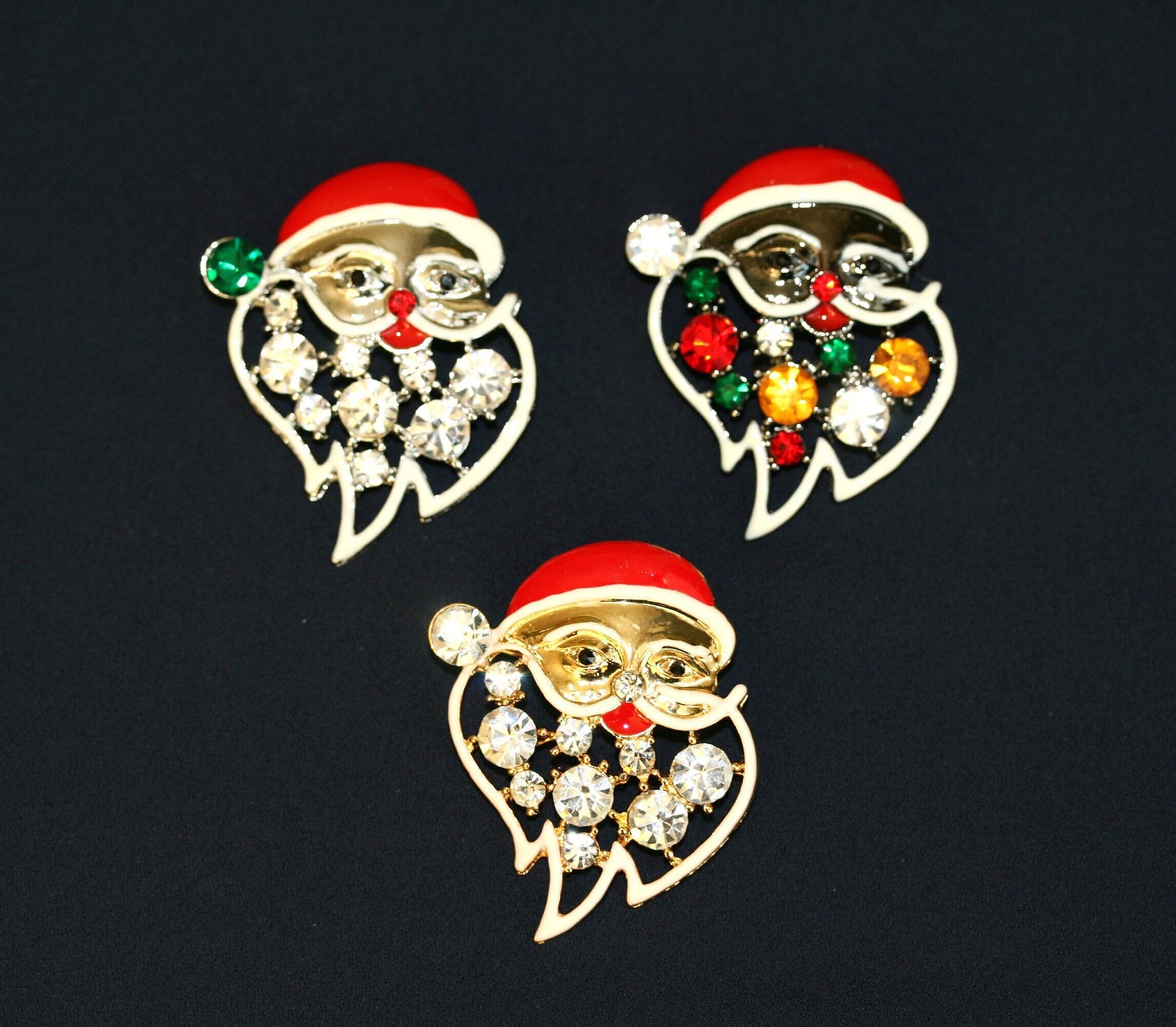 Santa Claus Pin Brooch Rhinestones Christmas Santa Claus Pendant, Xmas Santa Claus Jewelry