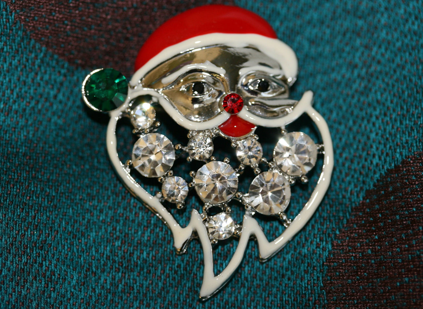Santa Claus Pin Brooch Rhinestones Christmas Santa Claus Pendant, Xmas Santa Claus Jewelry