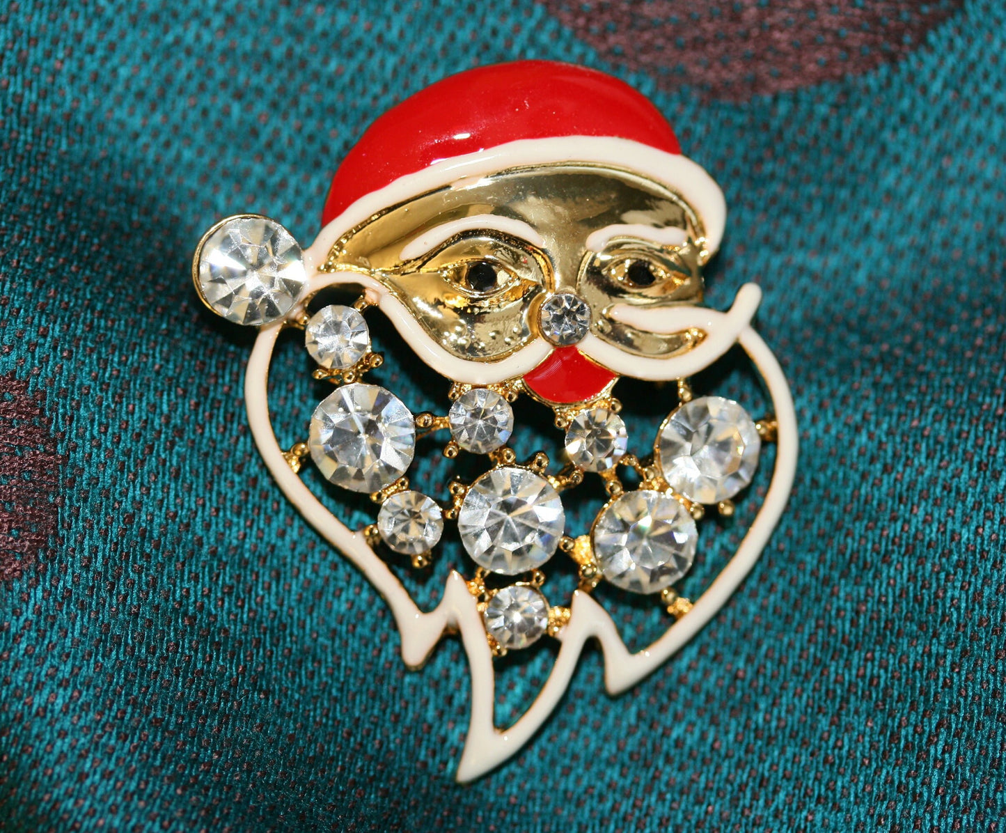Santa Claus Pin Brooch Rhinestones Christmas Santa Claus Pendant, Xmas Santa Claus Jewelry