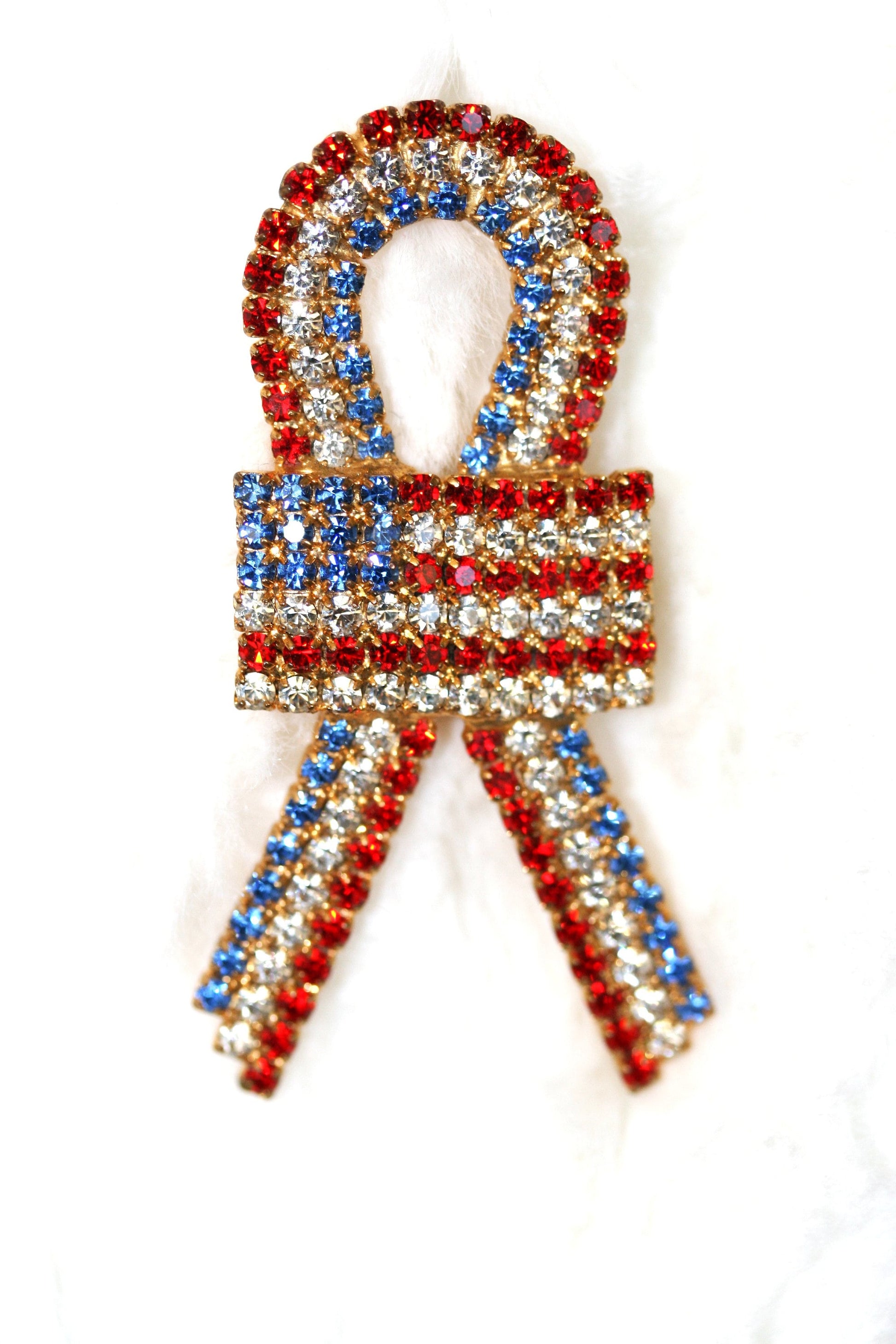 USA Flag Pin, Patriotic USA Flag Rhinestone Brooch Pin, USA Ribbon Pin, Patriotic Jewelry