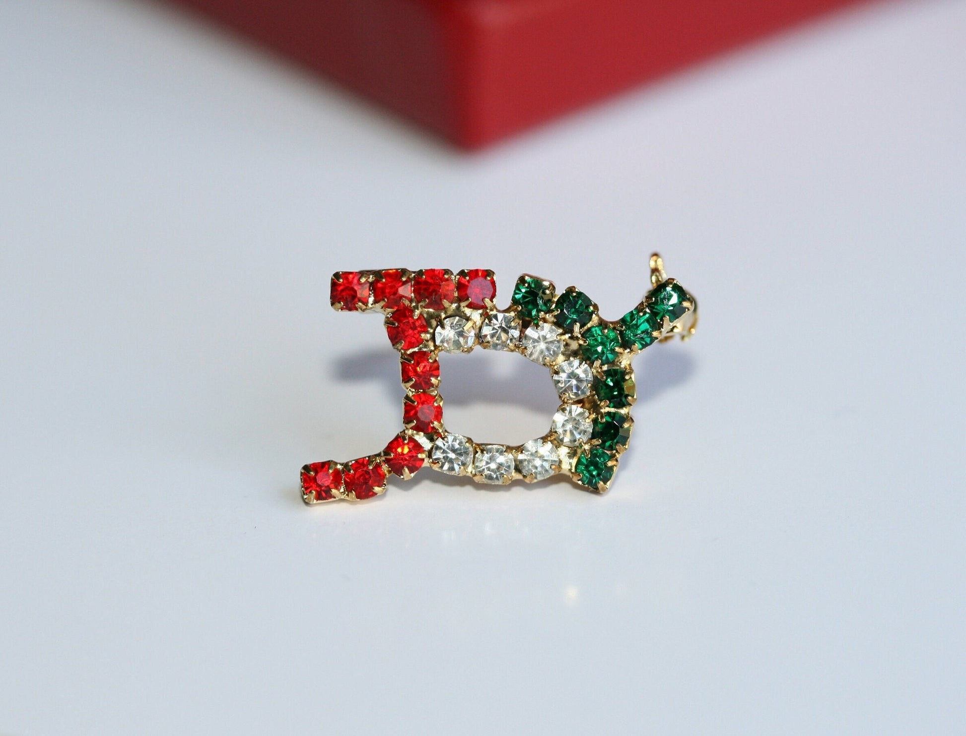 JOY Brooch Pin, Rhinestone Christmas Joy Pin Holiday Rhinestone JOY Pin