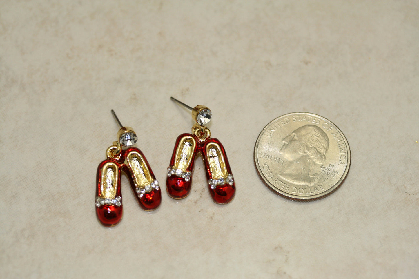 Ruby Red Slippers Lapel Pin Brooch Red Slippers Post Earrings, Red Enamel Slippers Jewelry Set
