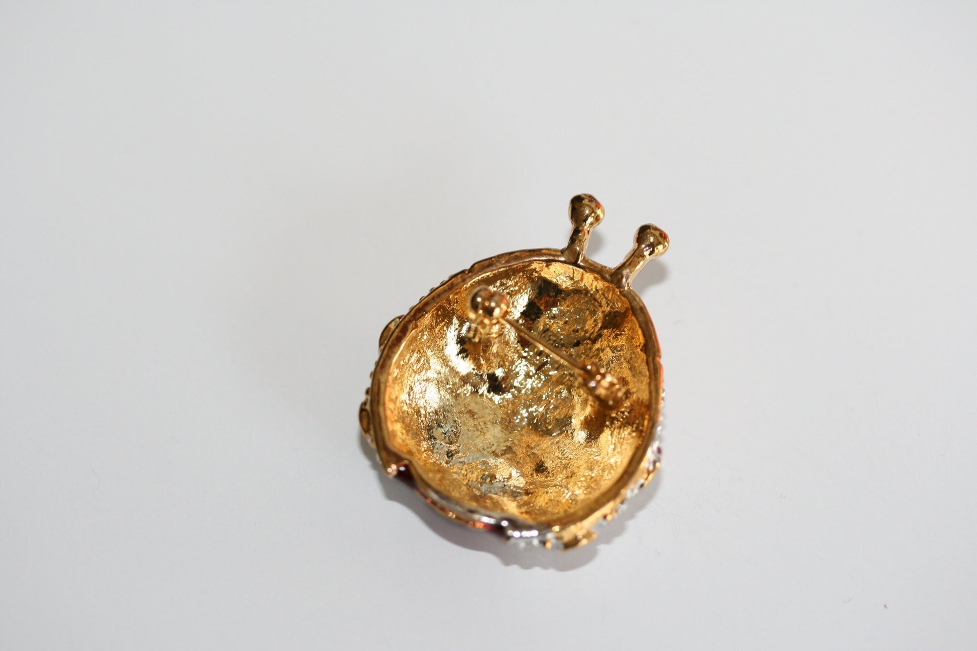 Vintage Large Ladybug brooch, Animal Ladybug Pin - - Red &Black Enamel, Crystals