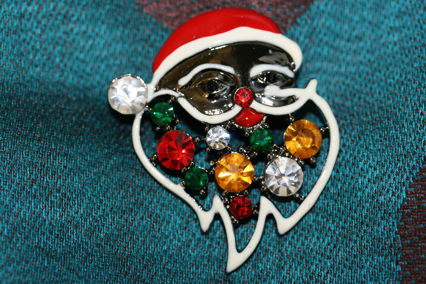 Santa Claus Pin Brooch Rhinestones Christmas Santa Claus Pendant, Xmas Santa Claus Jewelry