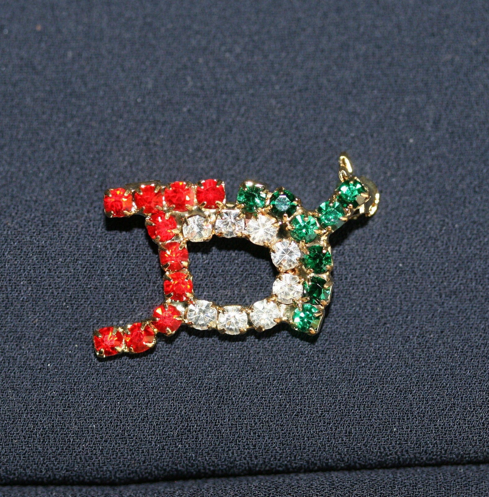 JOY Brooch Pin, Rhinestone Christmas Joy Pin Holiday Rhinestone JOY Pin