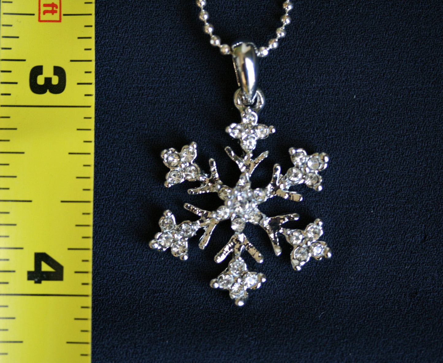 Rhinestone Snowflake Pendant with silver chain