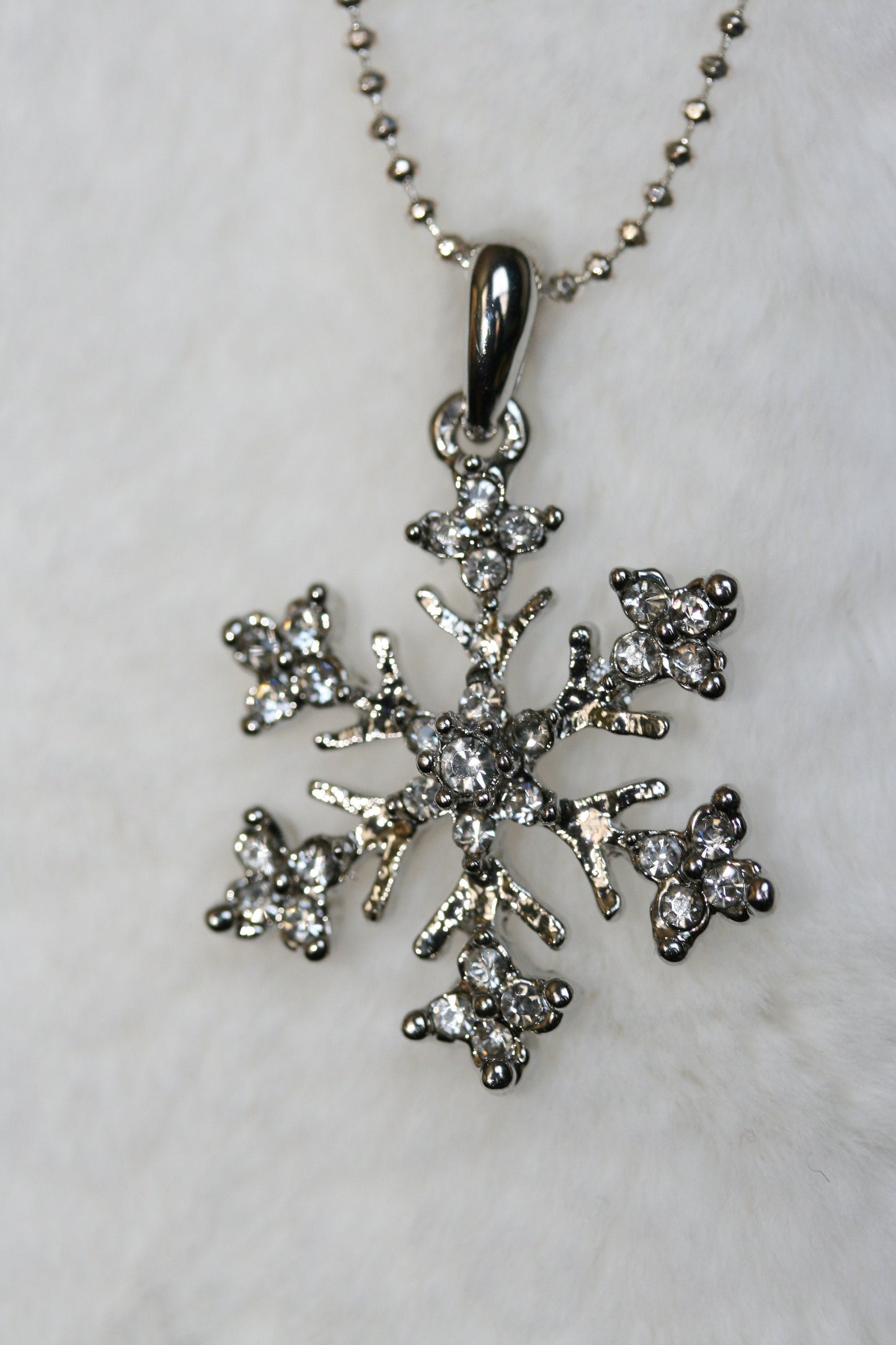 Rhinestone Snowflake Pendant with silver chain