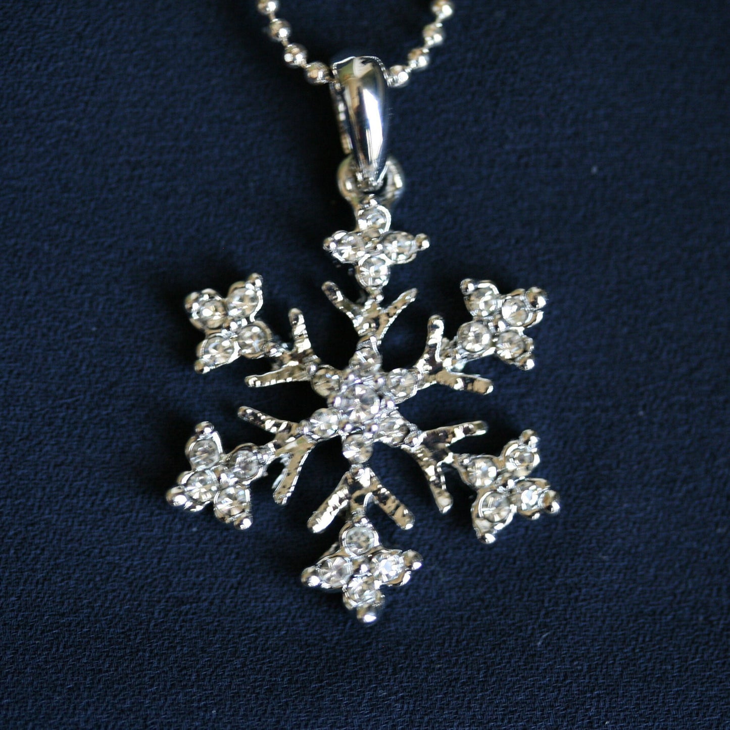 Rhinestone Snowflake Pendant with silver chain