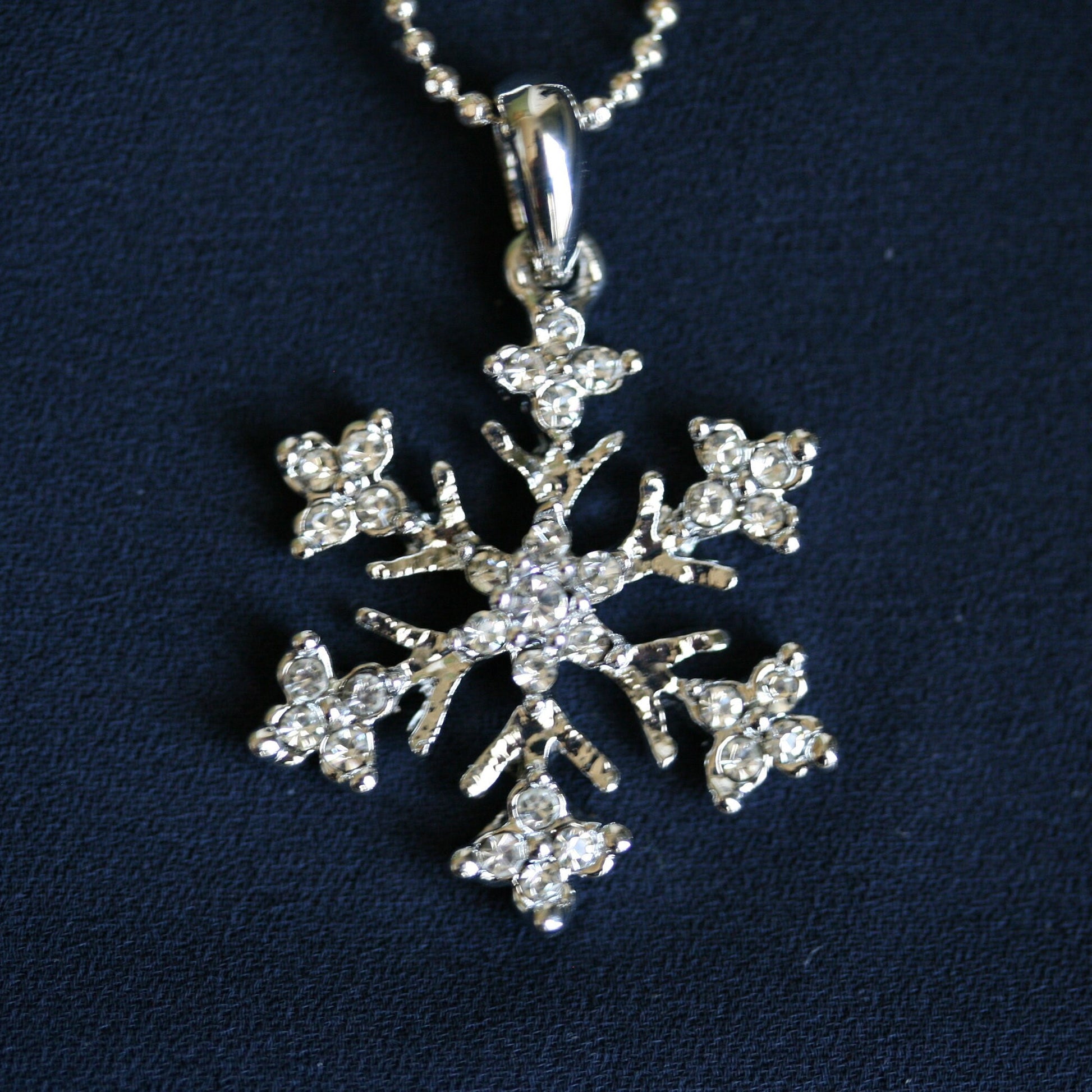 Rhinestone Snowflake Pendant with silver chain