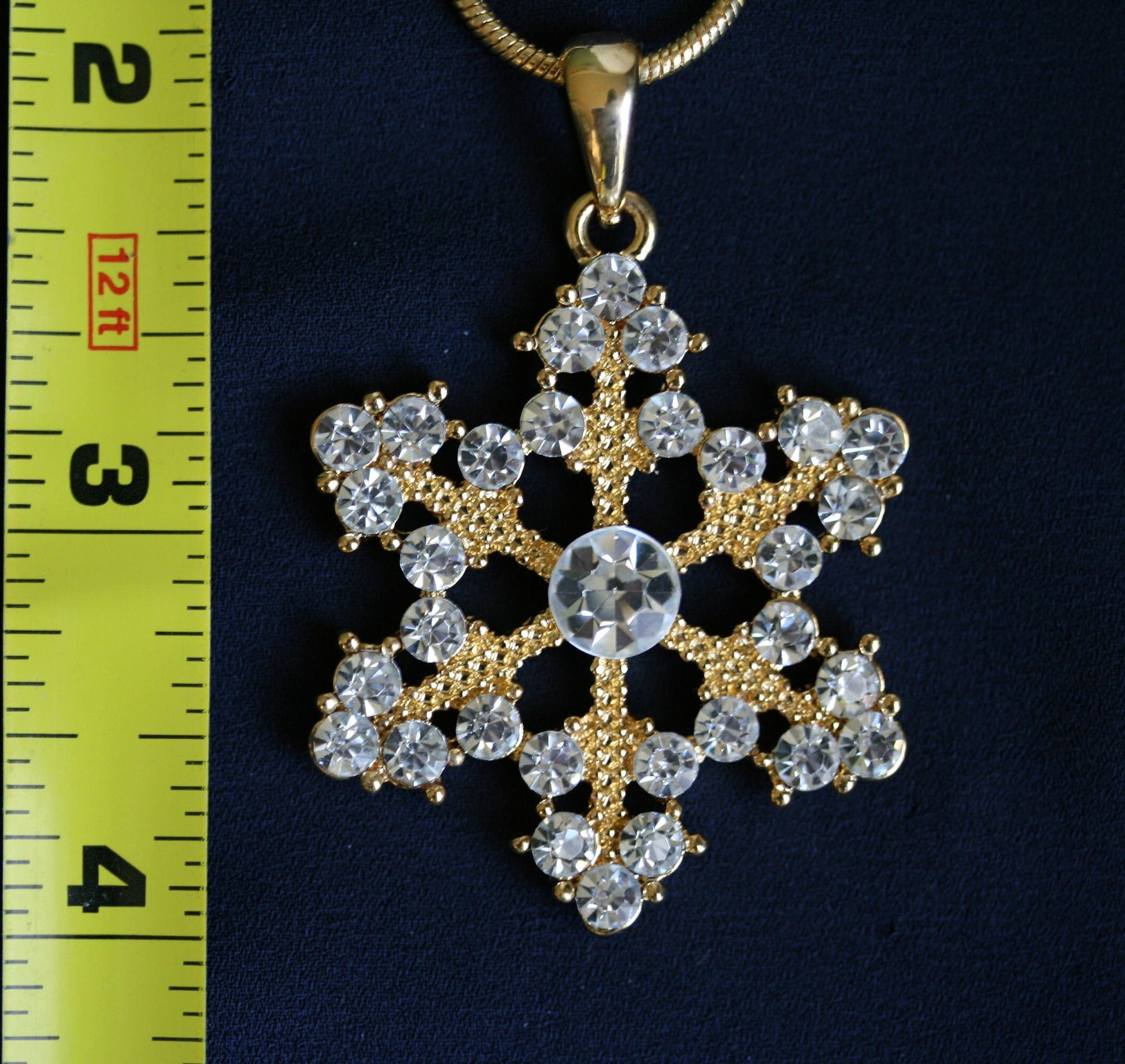 Gold SNOWFLAKE Necklace Swarovski Crystal Snowflake Pendant Xmas Winter Holiday Necklace New