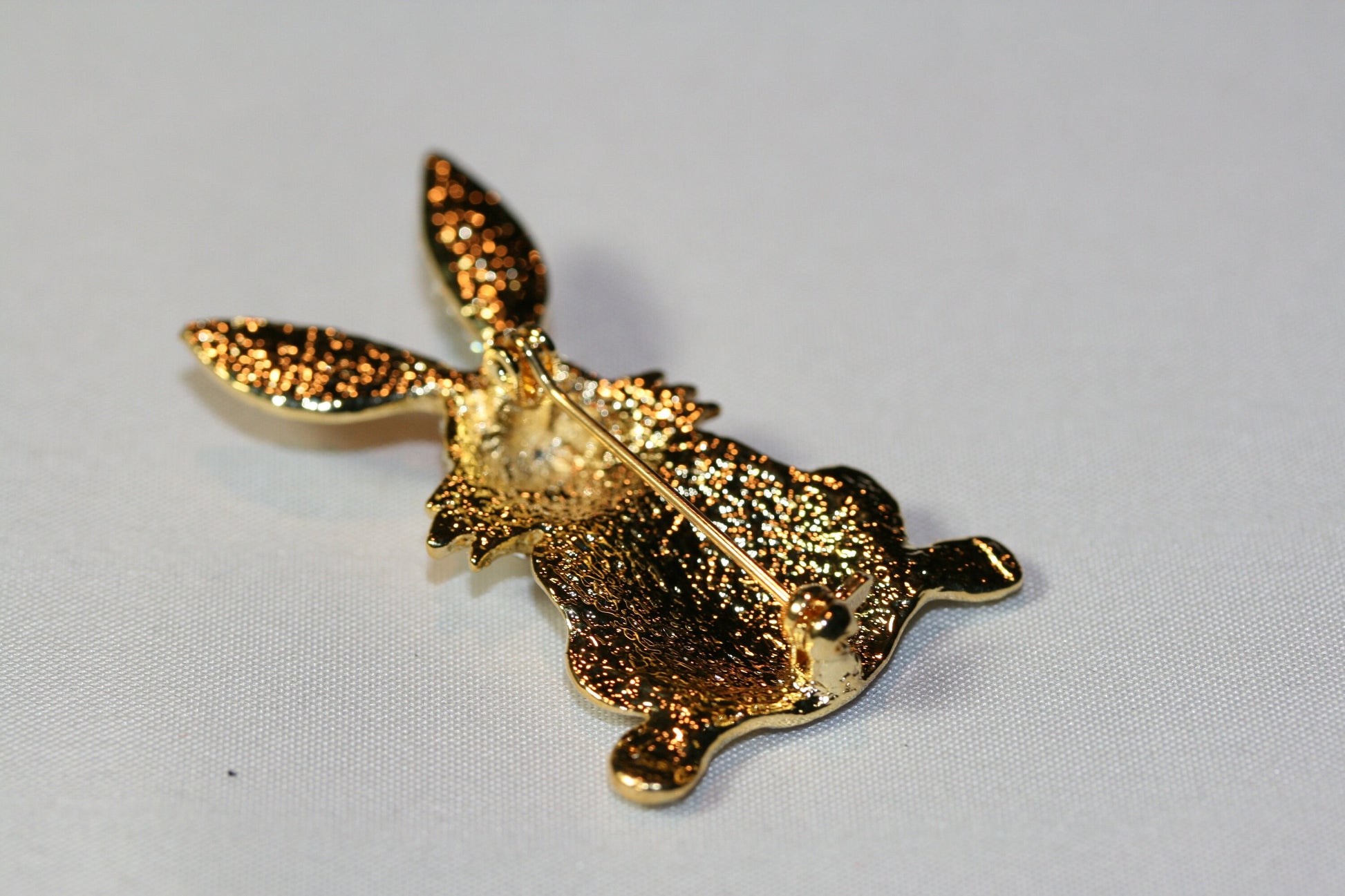 Golden Easter Bunny Crystal Brooch Pin Easter Bunny holds Easter Egg Brooch Rhinestone Bunny Pin