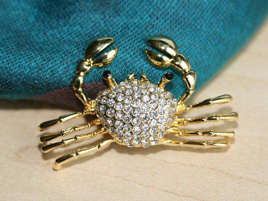 Rhinestone Crab Brooch Pin NEW Crab Brooches Sparkling Rhinestone Lovely Sea Animal Brooch Pins Gifts