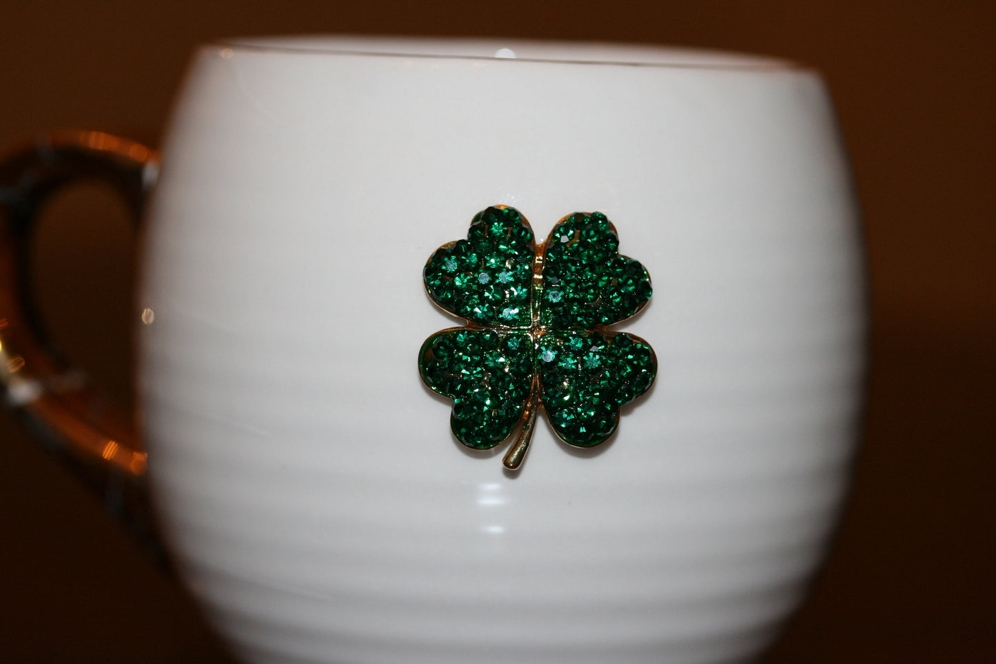 Rhinestone Shamrock Brooch, Crystal Shamrock Earrings , 4 Leaf Clover Pin, Irish Jewelry, St Patrick's Shamrock Pin & Earrings