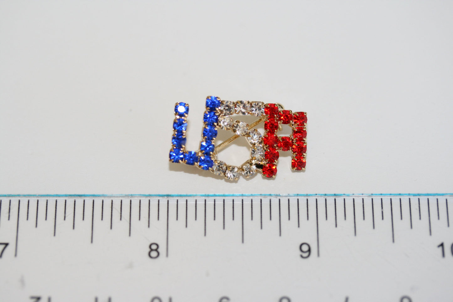 Rhinestone USA (Letters) Pin Patriotic Pin