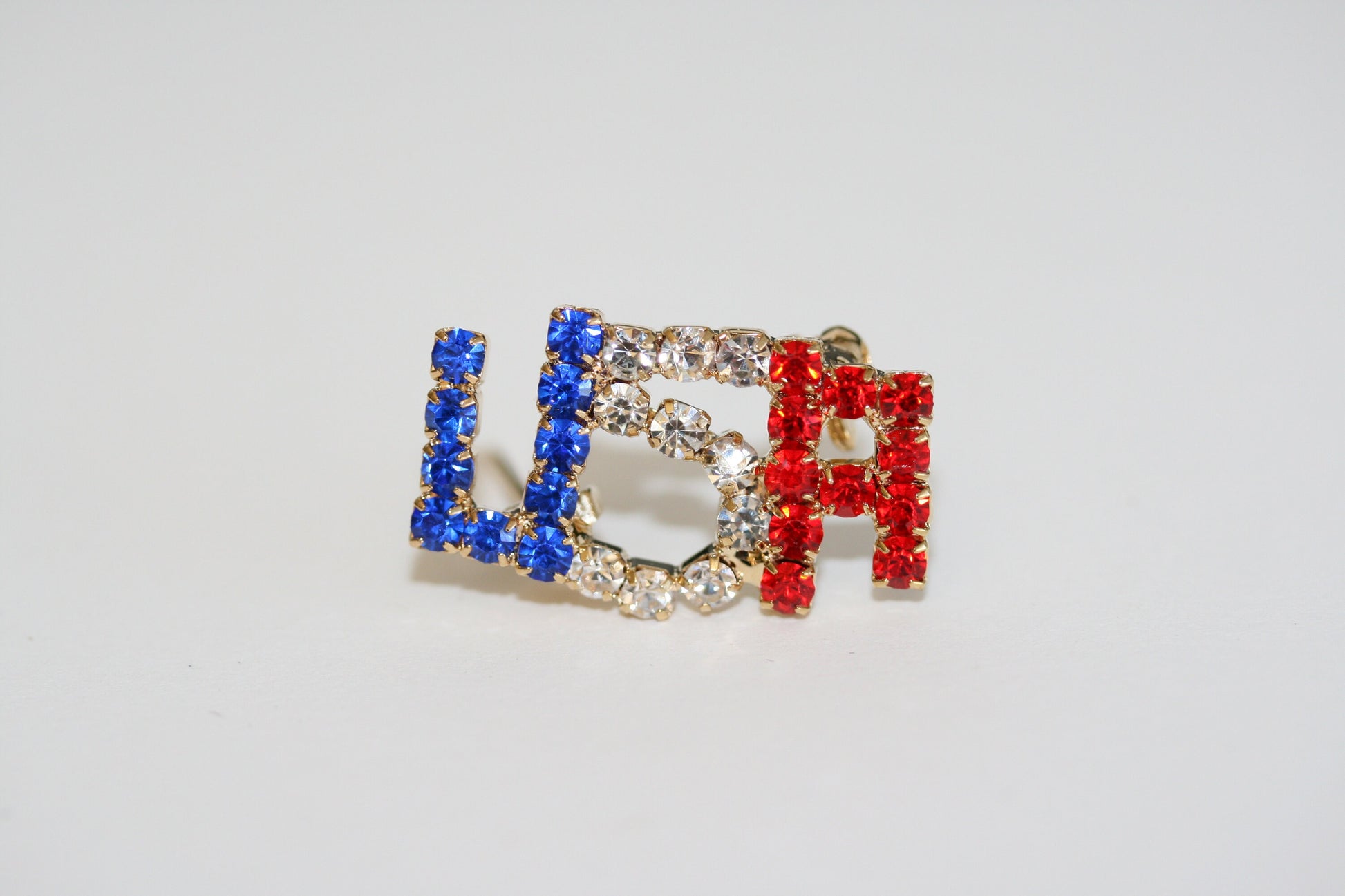 Rhinestone USA (Letters) Pin Patriotic Pin